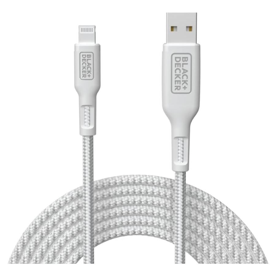 Cable Lightning a USB BLACK+DECKER 0.91 m Trenzado Duradero