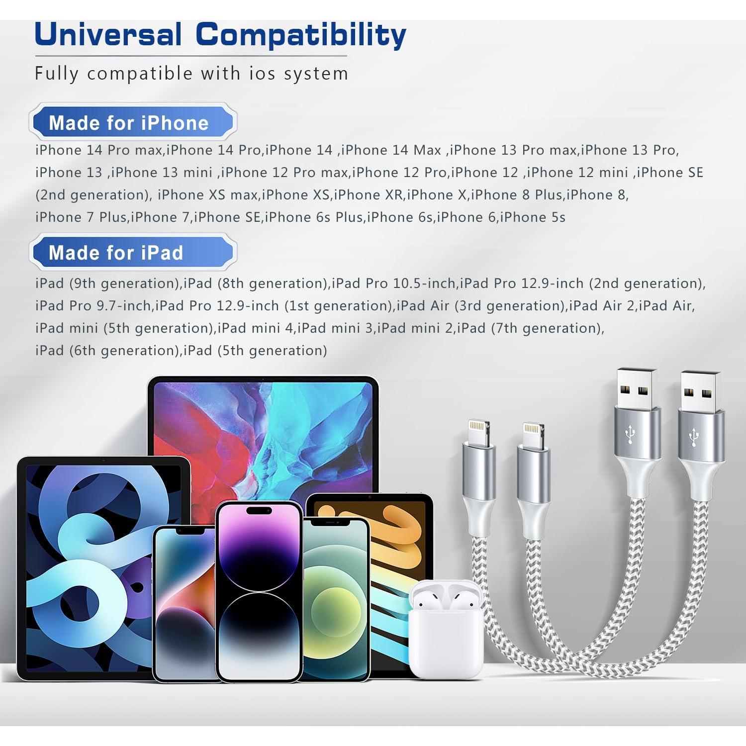 Cargador corto Fushok 30cm USB A a Lightning 2Pack