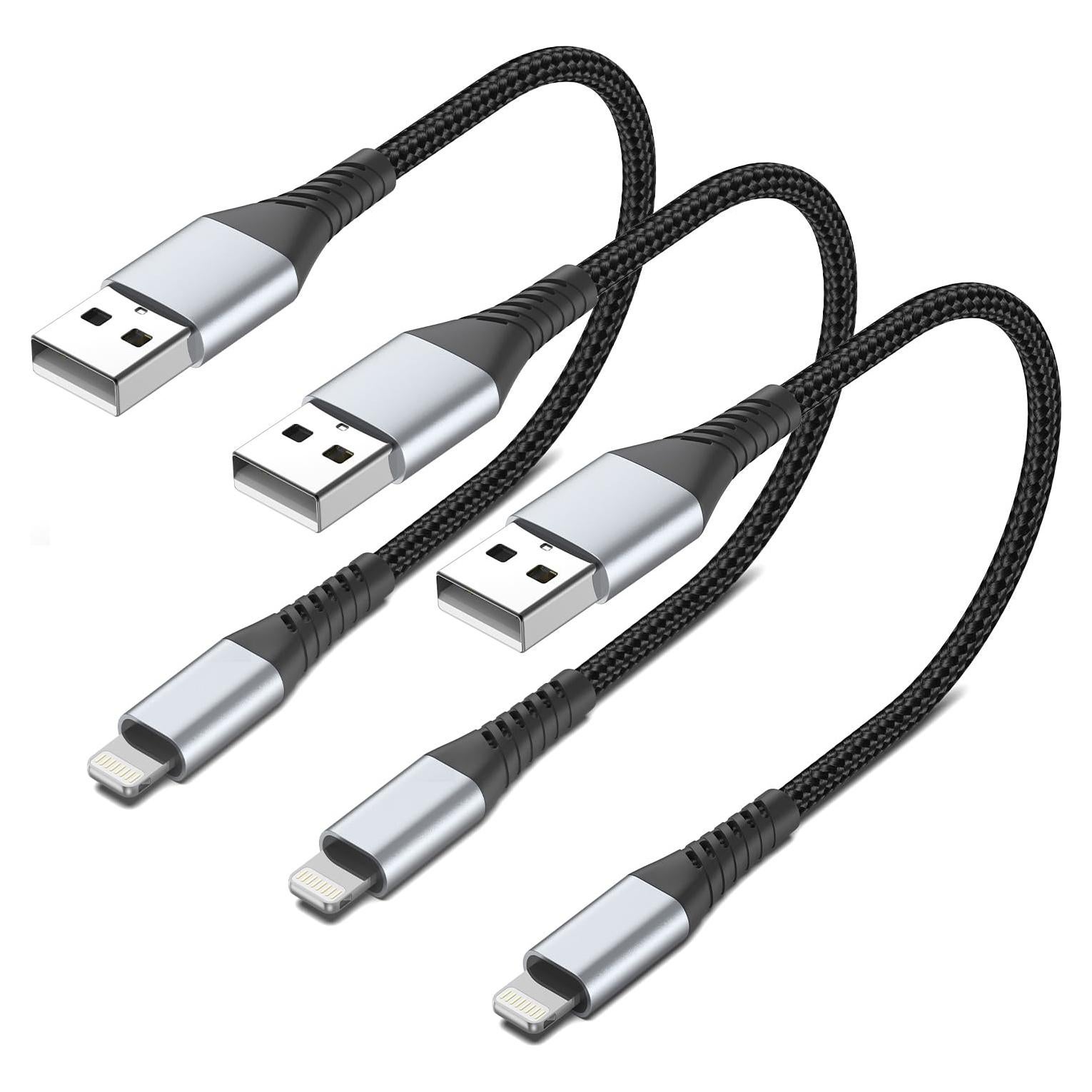 Cable corto USB a Lightning PEAKLIFT 15 cm - Paquete de 3