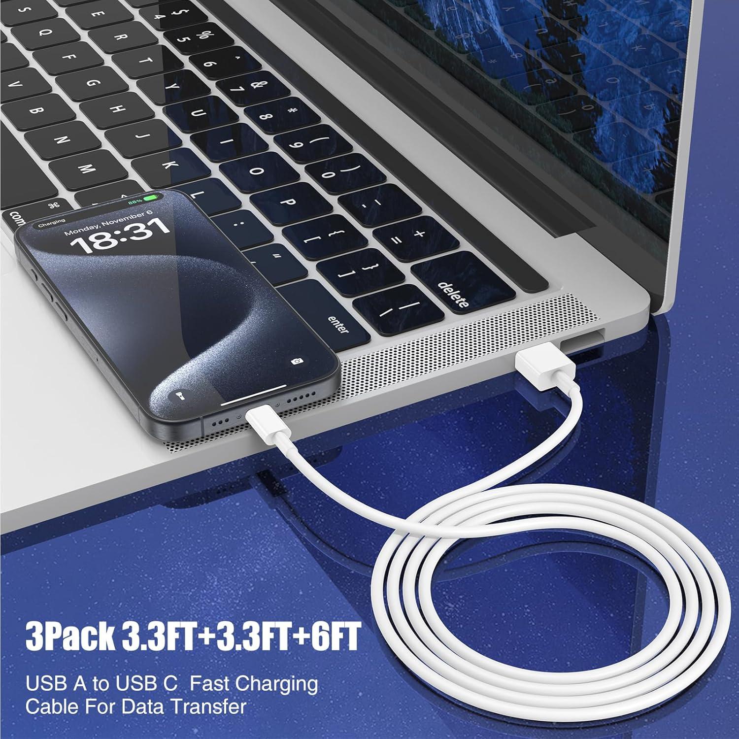 Cable Carplay USB A a USB C GOGAZE 3-Pack 1.0m y 1.8m