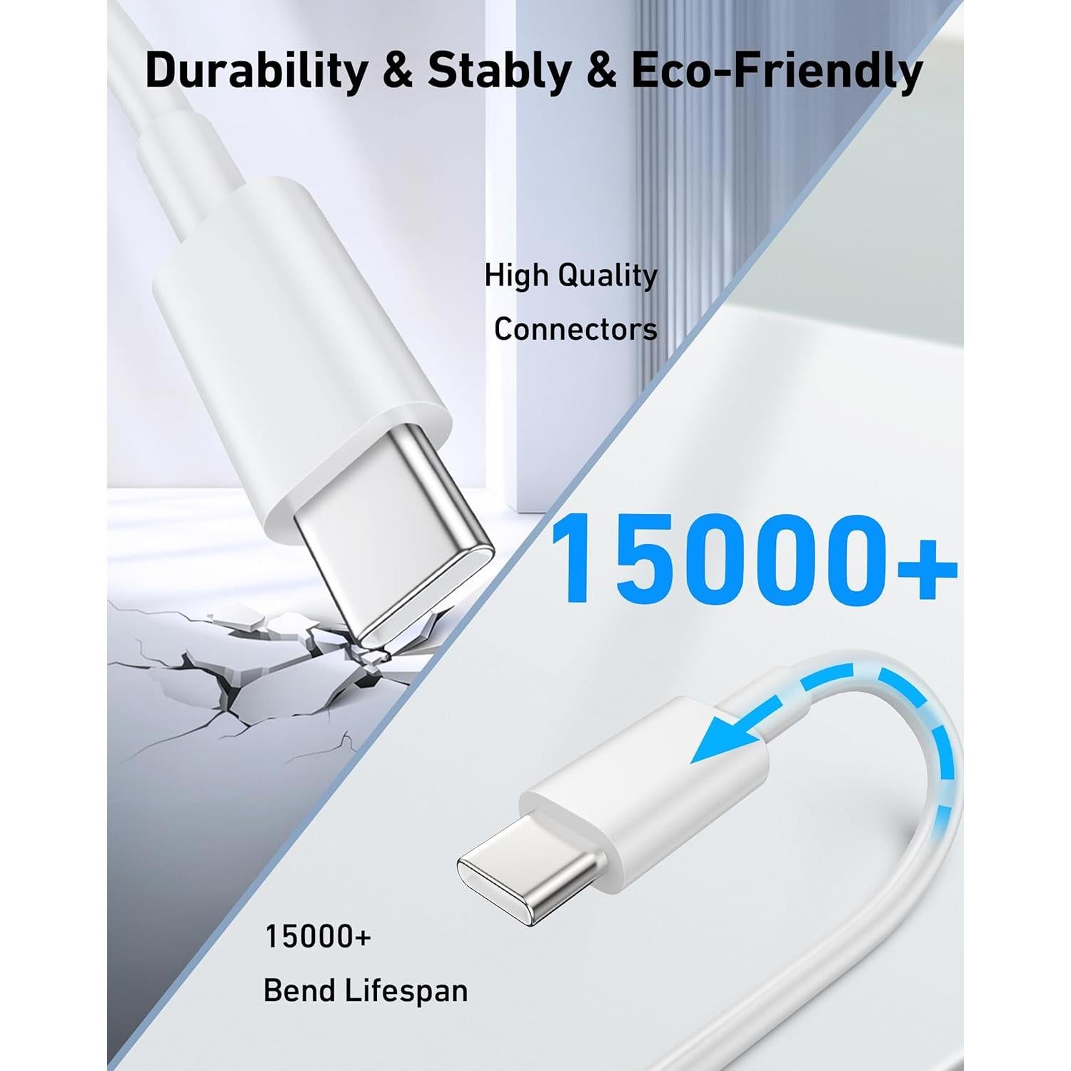 Cable Carplay USB A a USB C 3FT LUOSIKE 2Pack Blanco