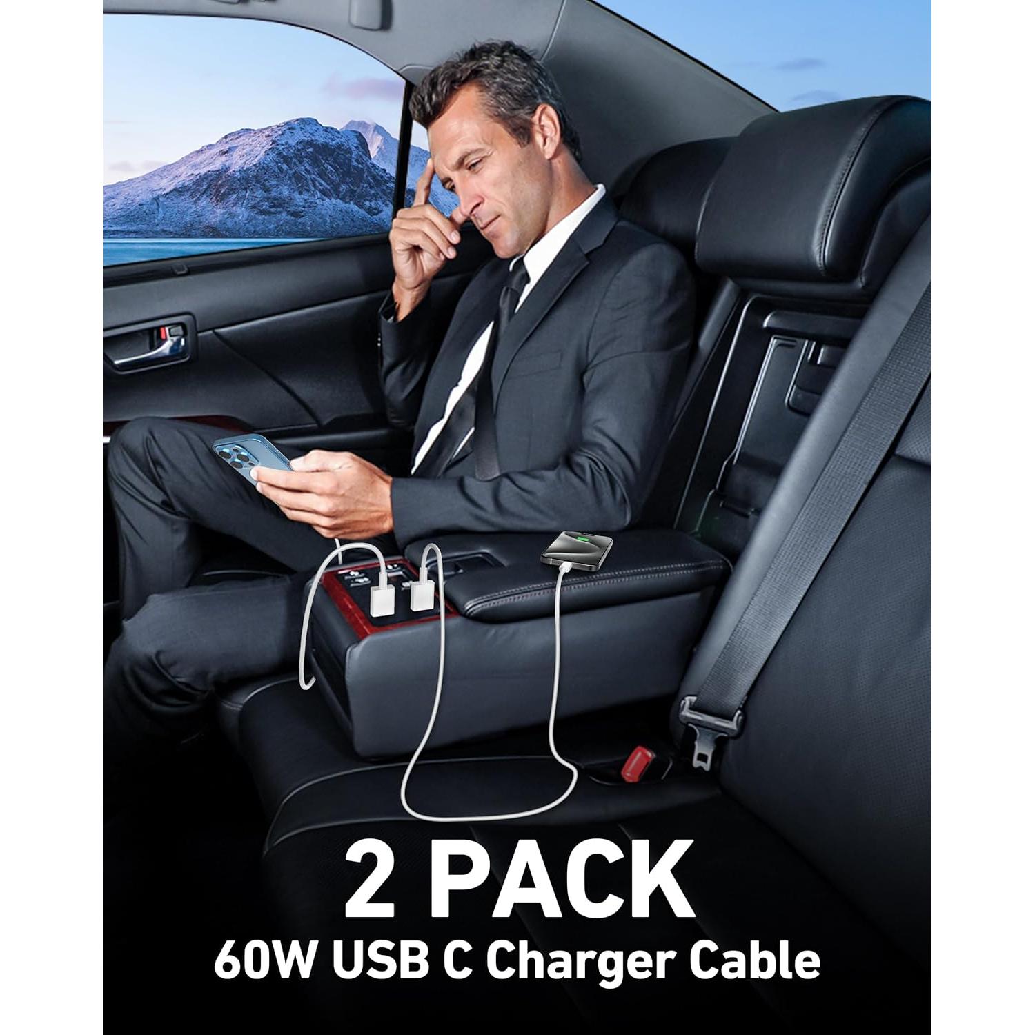 Cable Carplay USB A a USB C 3FT LUOSIKE 2Pack Blanco