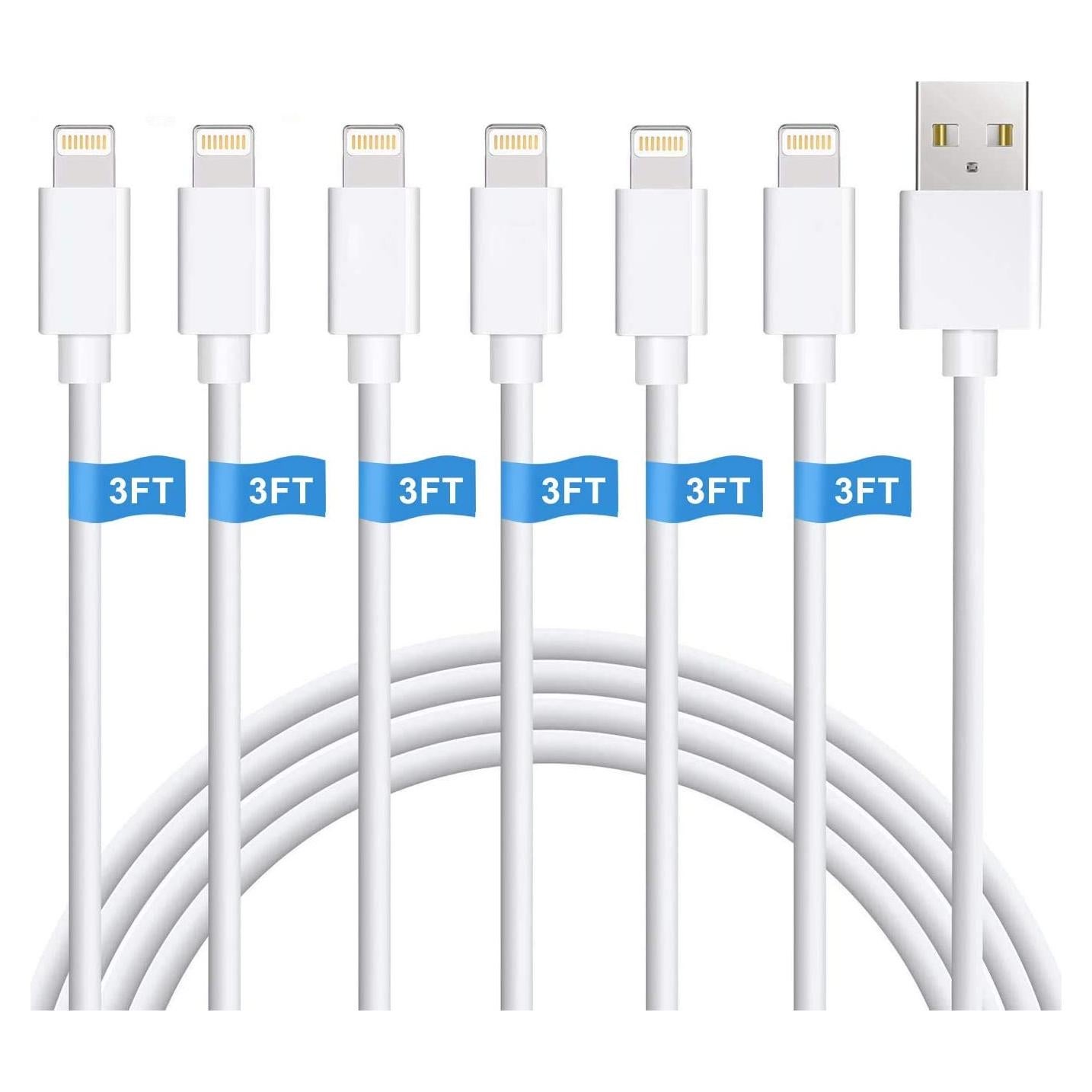 Cargador Lightning Sundix - Paquete de 6 Cables 0.91m para iPhone