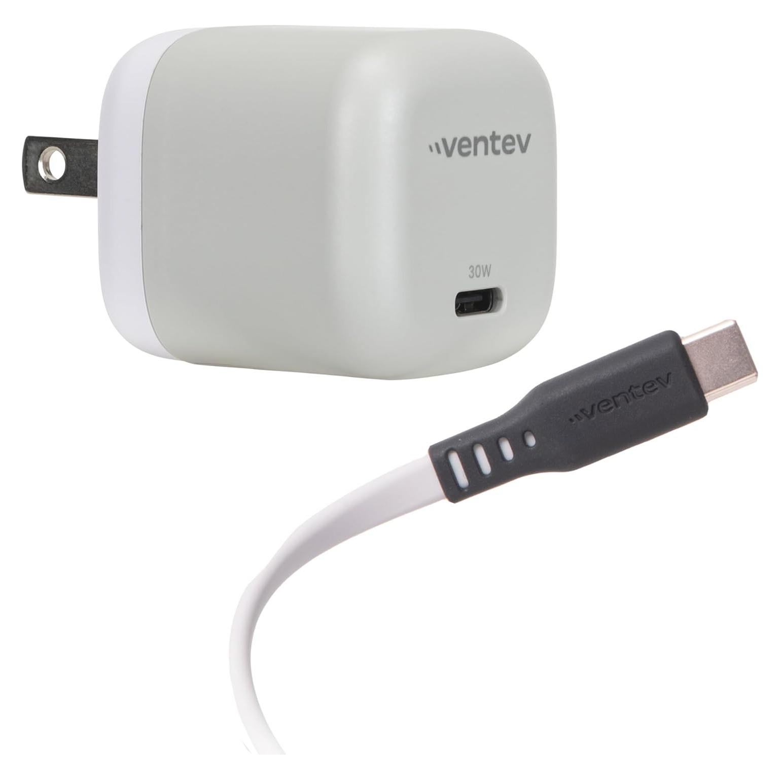 Cargador de pared USB C 30W Ventev + Cable 1m Blanco