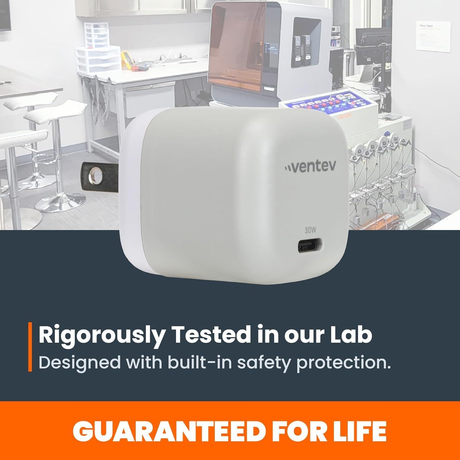 Cargador de pared USB C 30W Ventev + Cable 1m Blanco