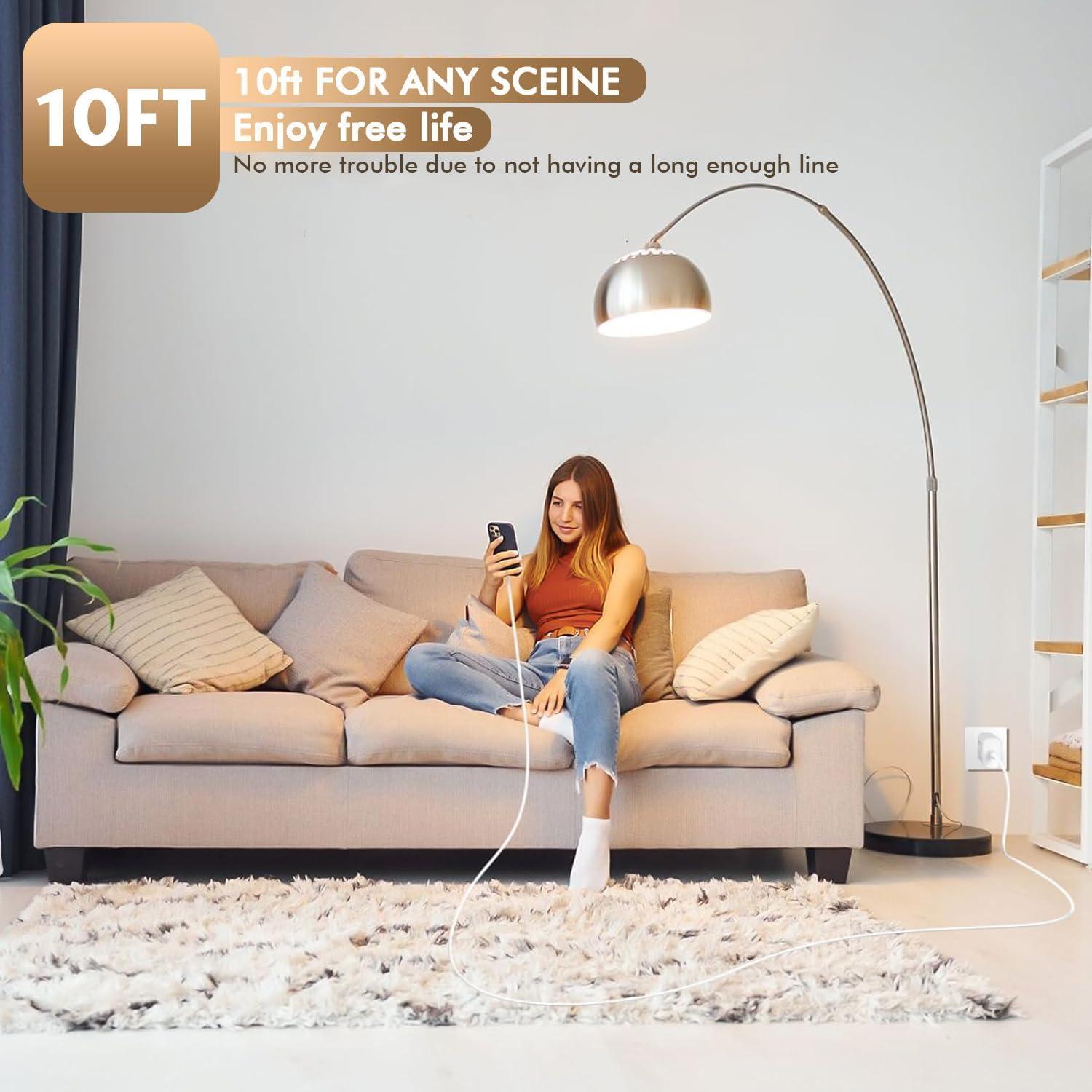 Cargador Rápido USB-C 20W + Cable 10FT para iPhone 16/15