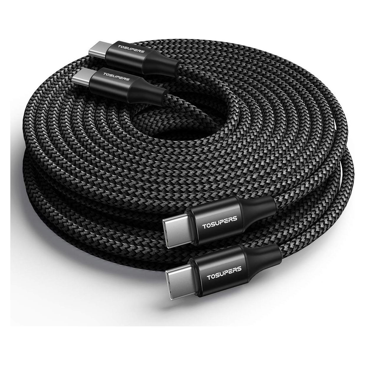 Cable USB C a USB C 3m 2 Pack Carga Rápida 60W TOSUPERS