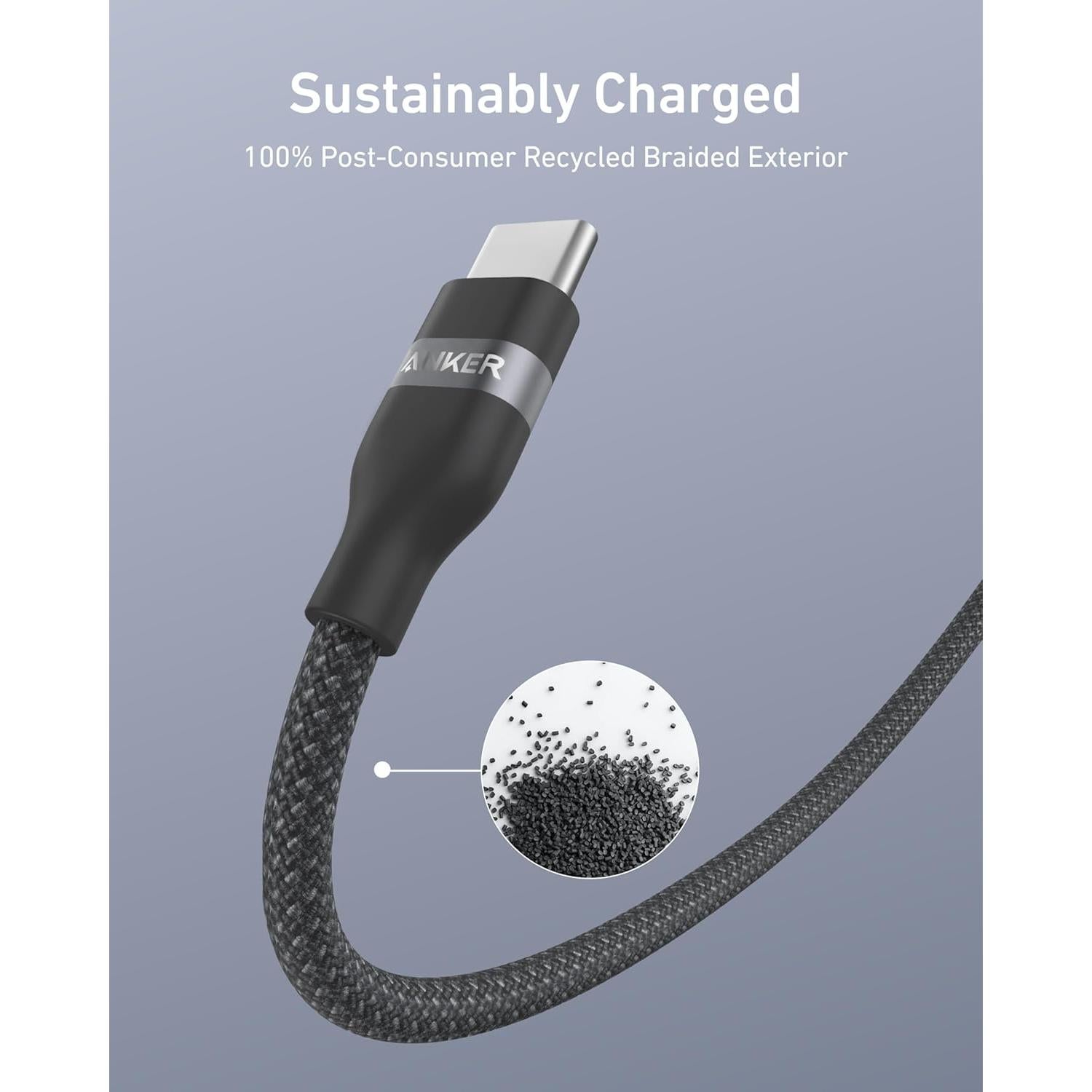 Cable USB C Anker 240W 1.83m Trenzado Carga Rápida Negro