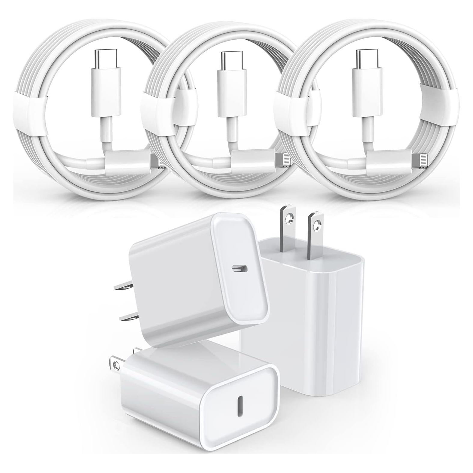 Paquete de 3 Cargadores Rápidos DelTucci 25W USB-C a Lightning