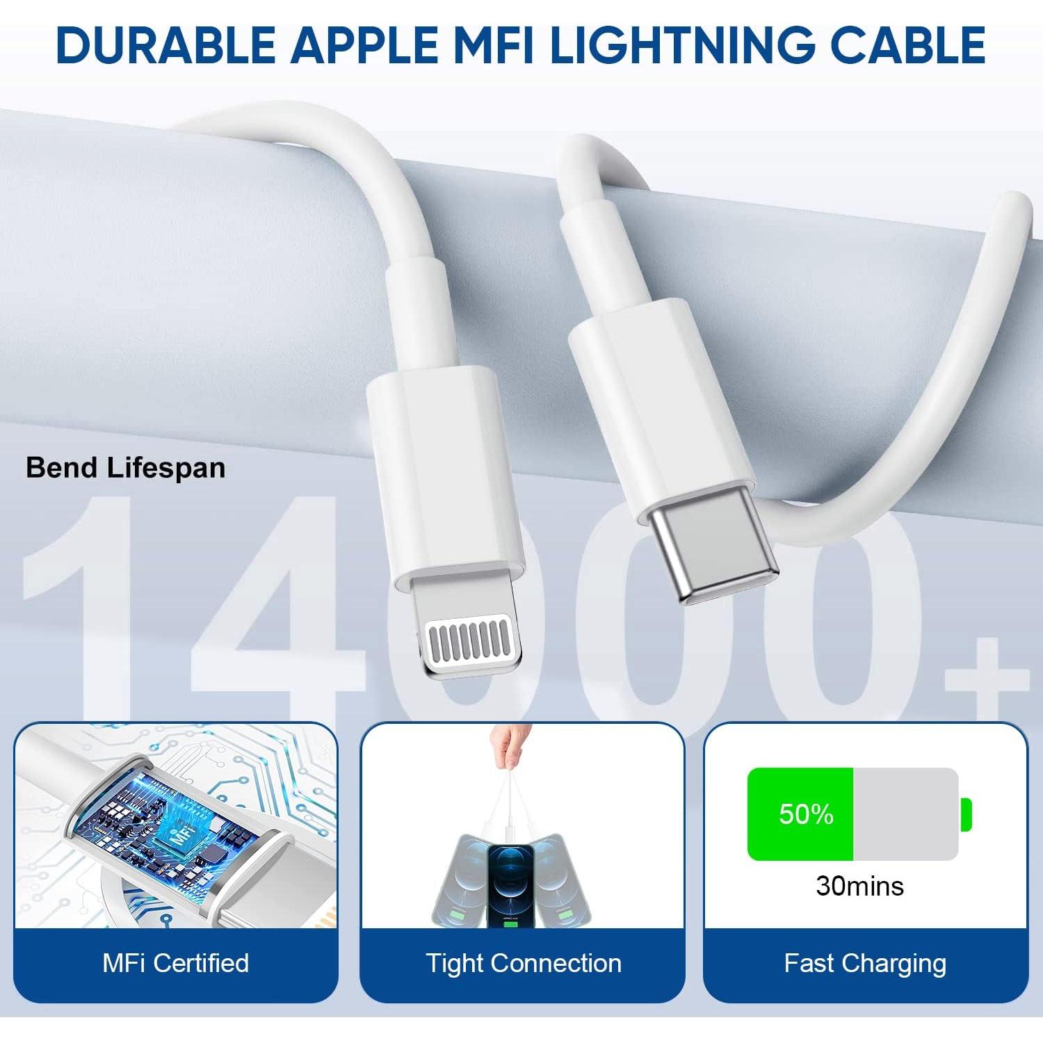 Paquete de 3 Cargadores Rápidos DelTucci 25W USB-C a Lightning