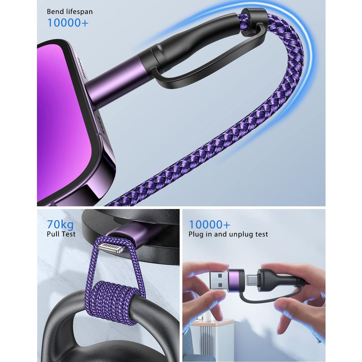 Cable de carga rápida 4 en 1 XUDUO 2m 60W USB C a Lightning