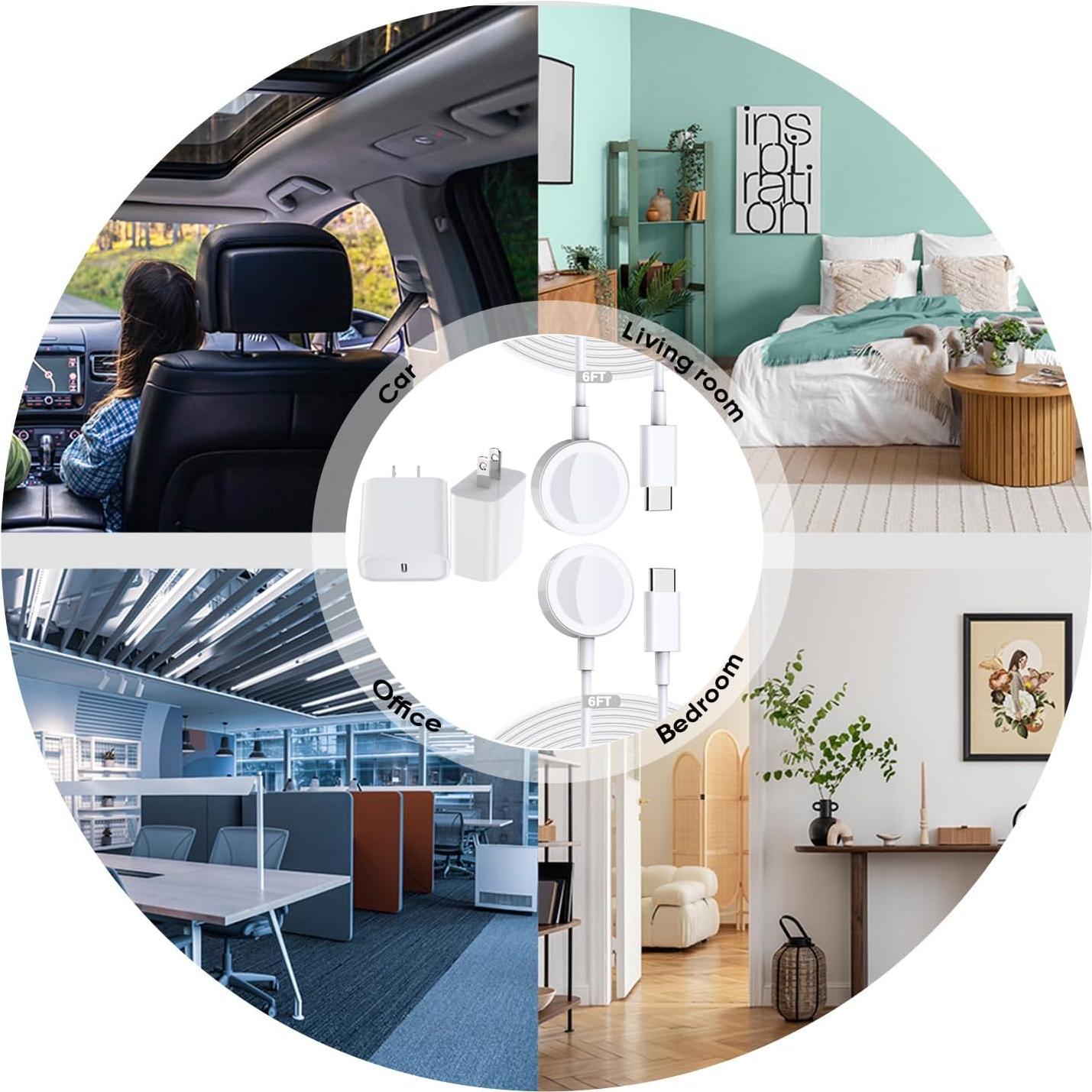 Cargador Rápido Inalámbrico USB C 2Pack para Apple Watch