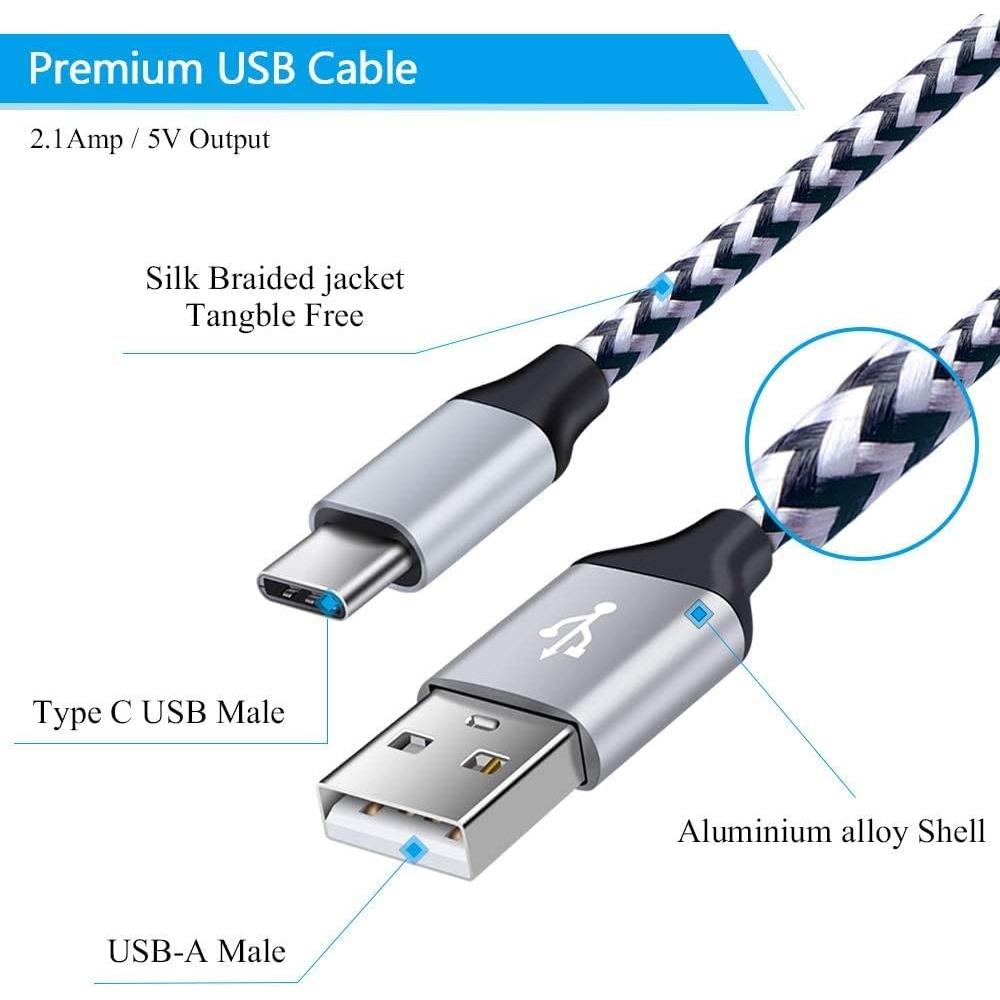 Cable USB Tipo C 5Pack 1.83m NINIBER Carga Rápida 2.4A
