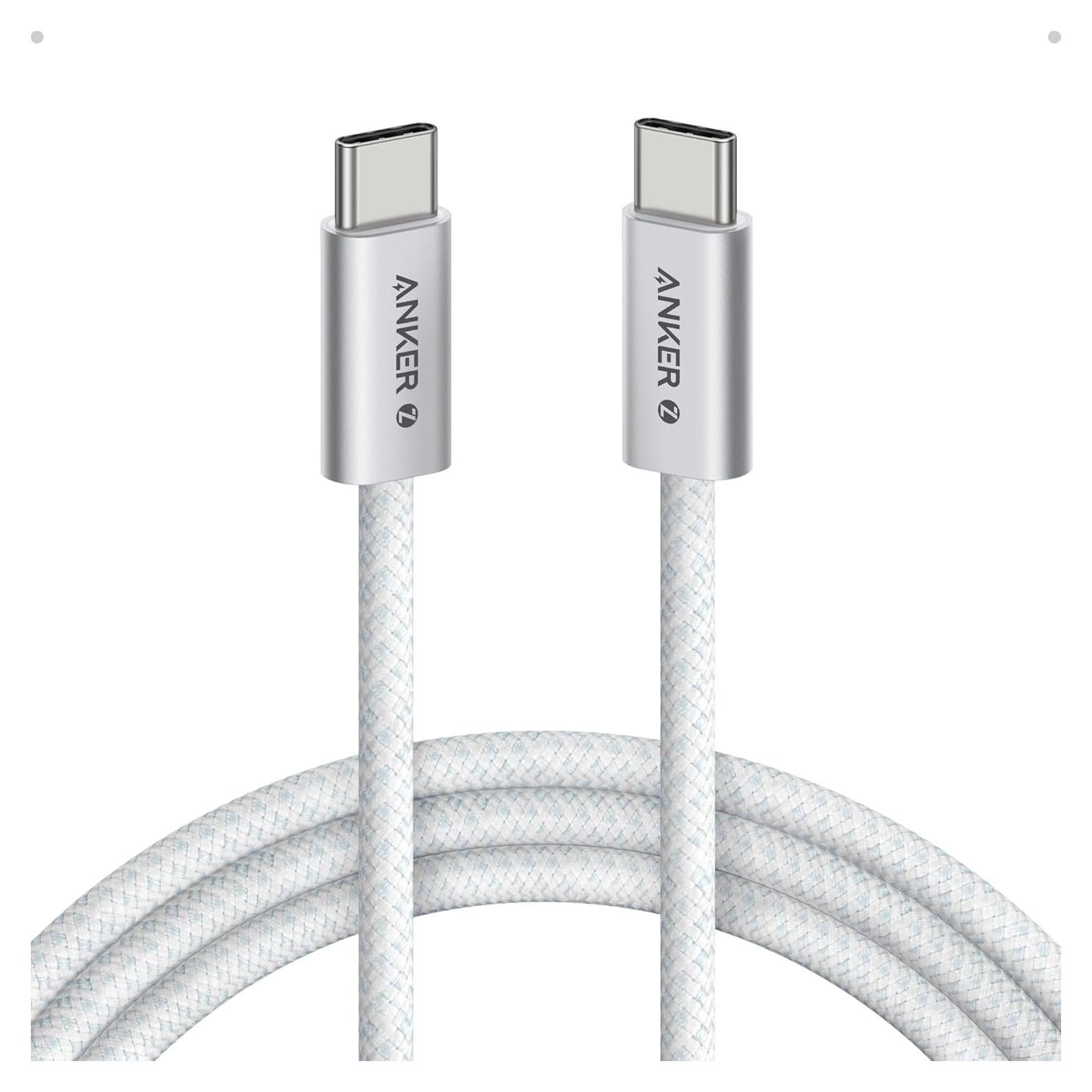 Cable USB-C a USB-C Anker Zolo 1.83m 240W Trenzado Blanco