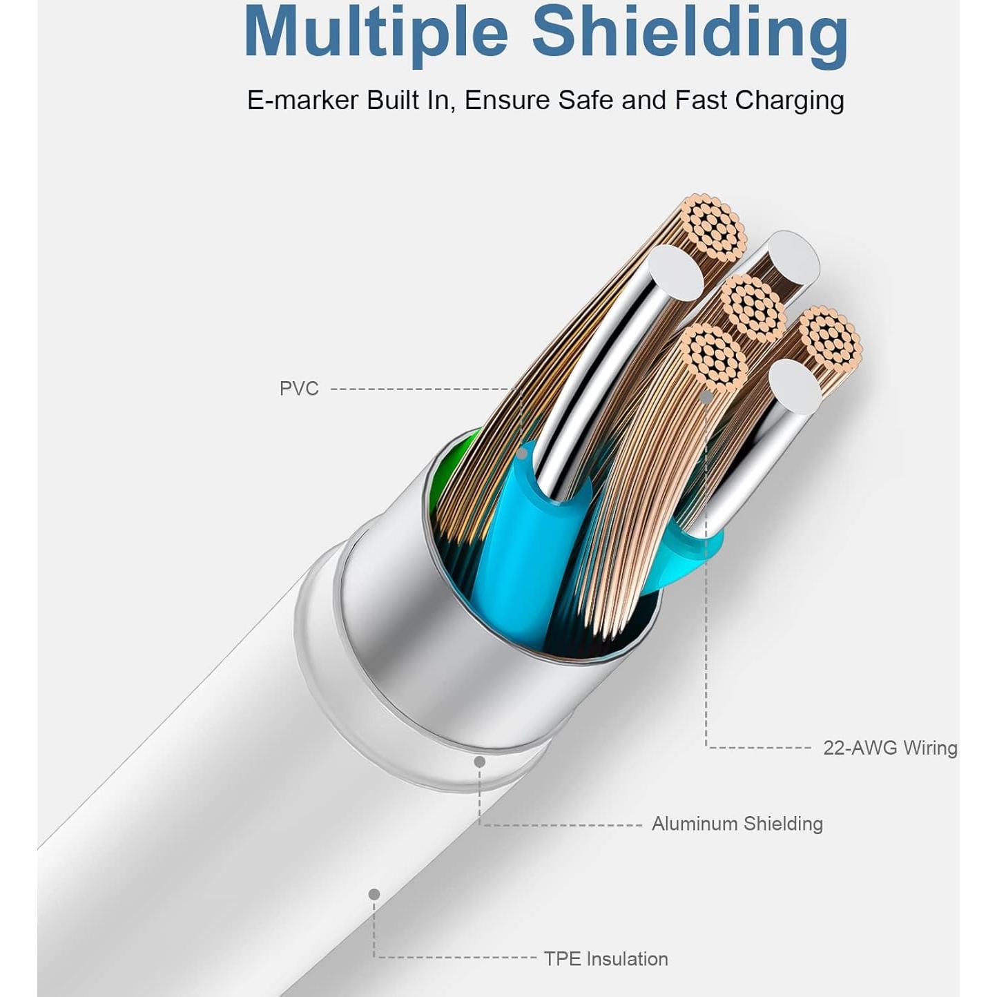 Cable de Carga USB C a USB C 1.83m FUPYWP 3 Unidades