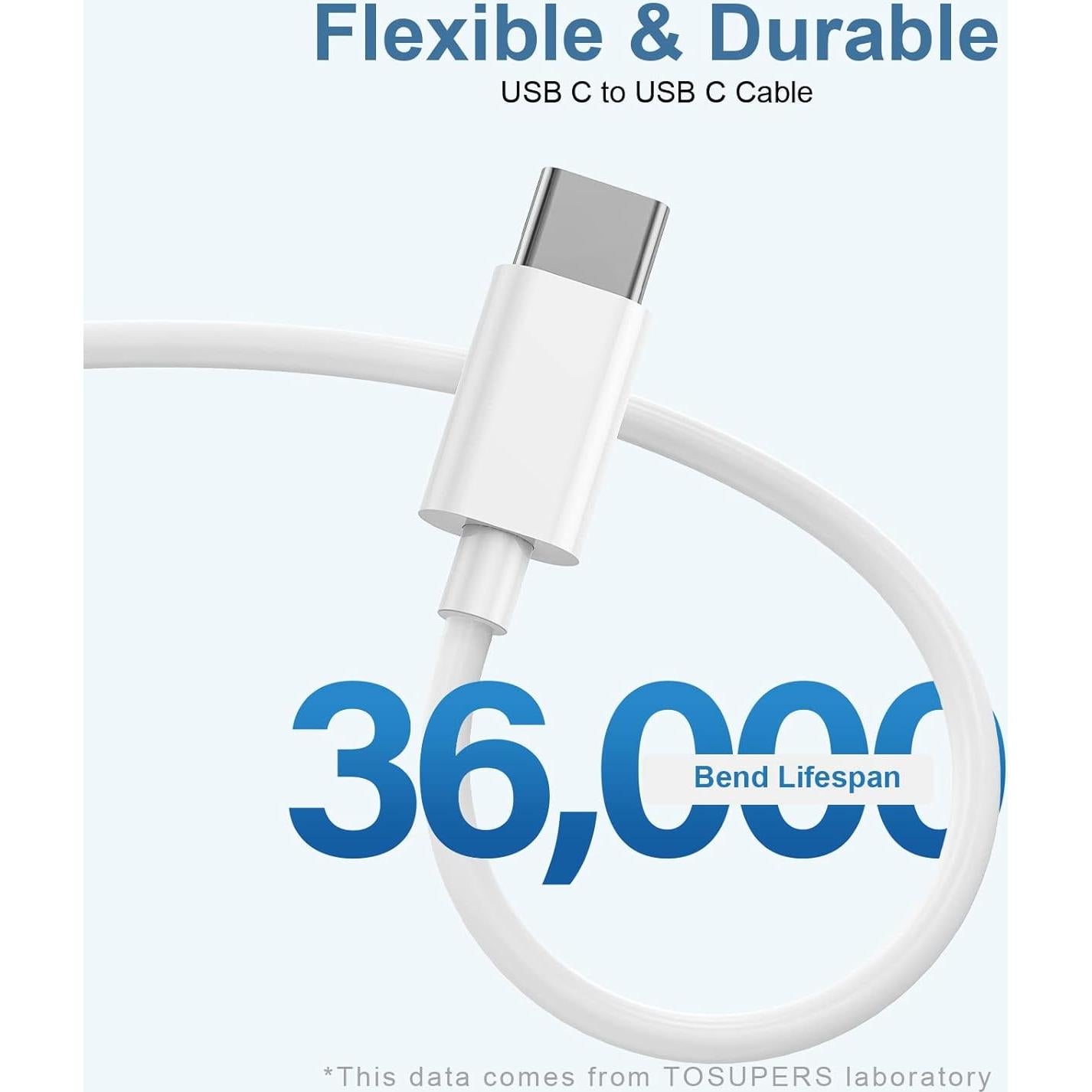 Cable de Carga USB C a USB C 1.83m FUPYWP 3 Unidades