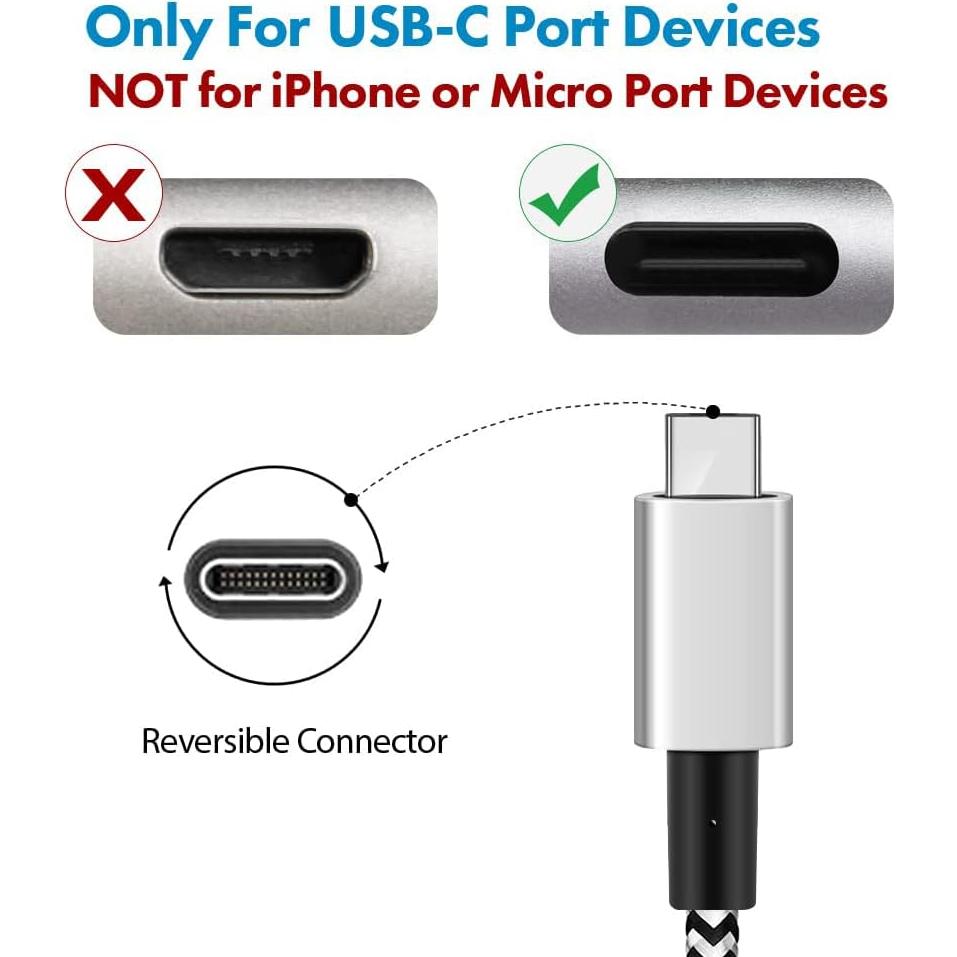Cargador USB C Deegotech 10 pies Carga Rápida 3A Trenzado