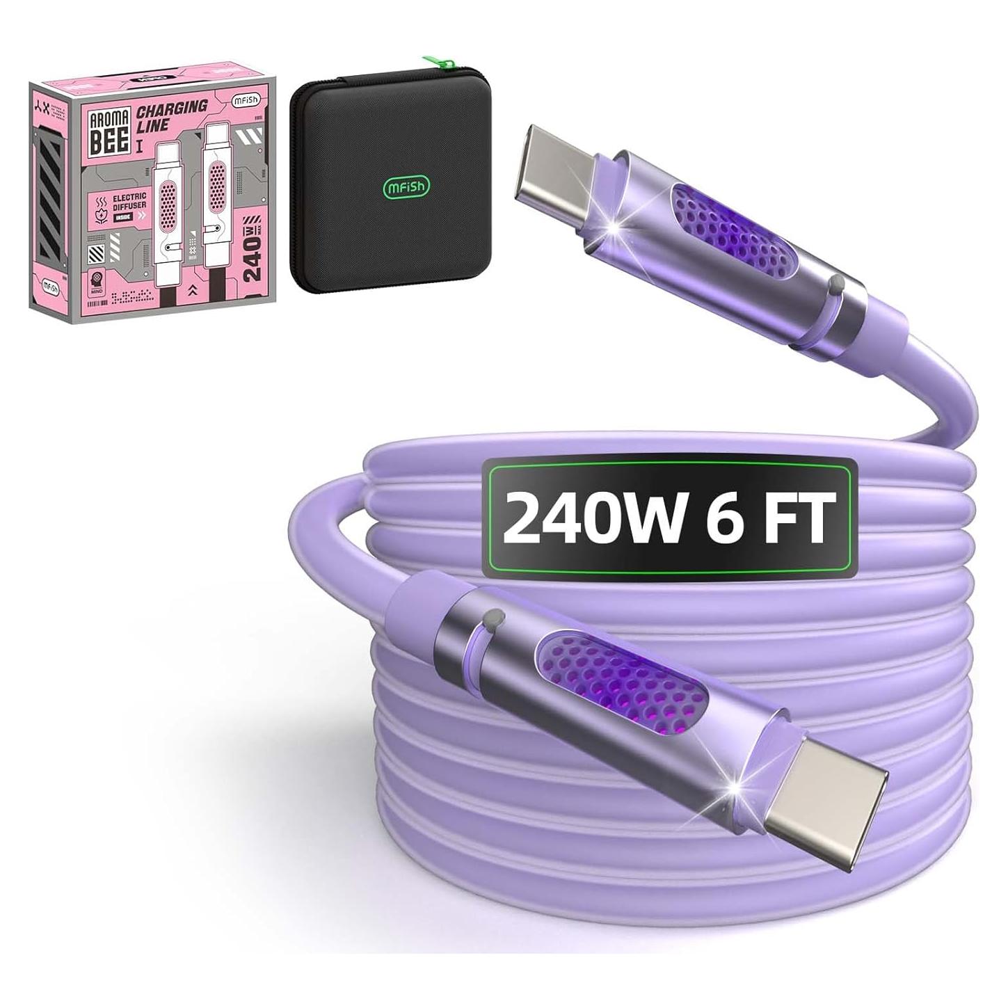 Cable USB C a USB C 240W MFish 1.83m Carga Rápida