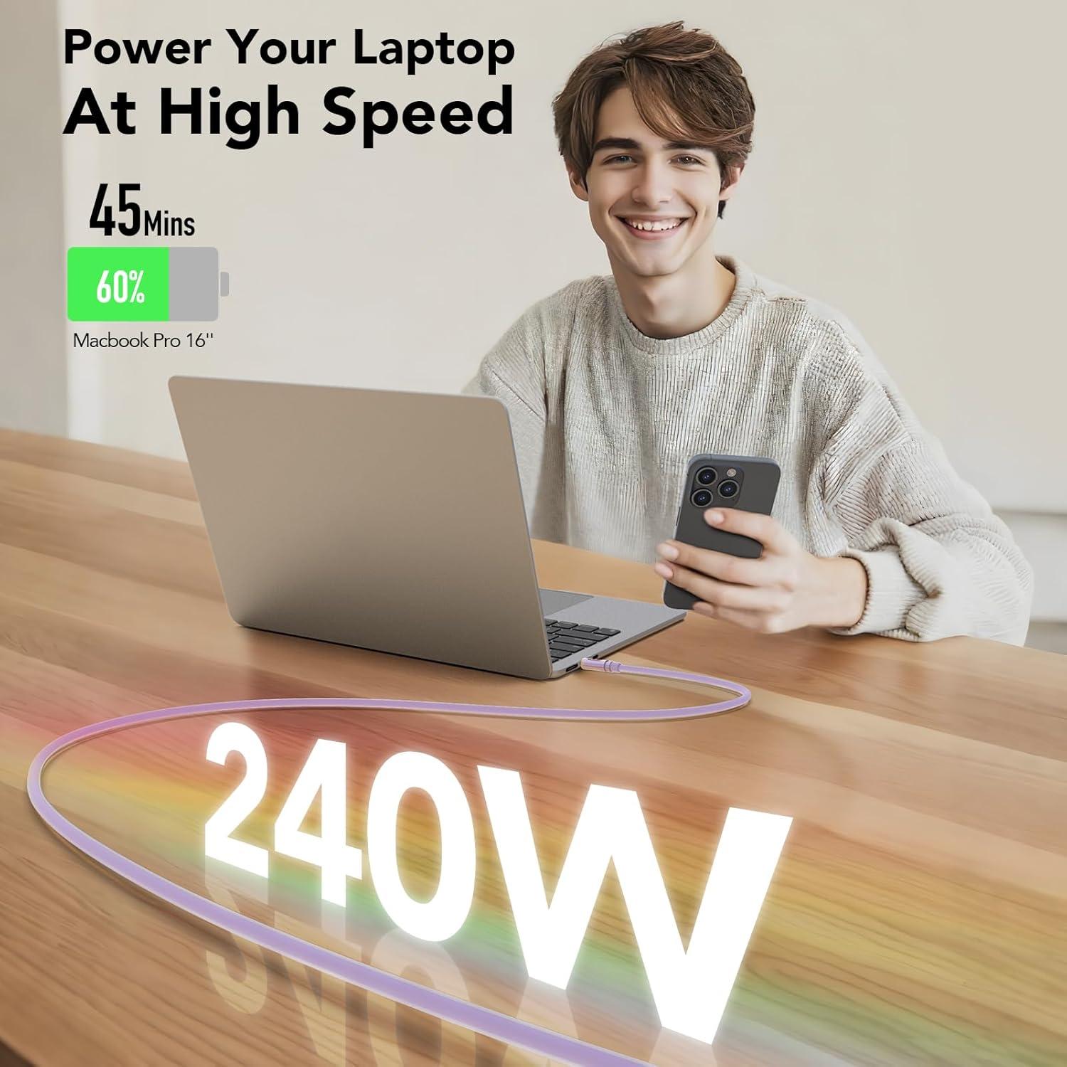 Cable USB C a USB C 240W MFish 1.83m Carga Rápida