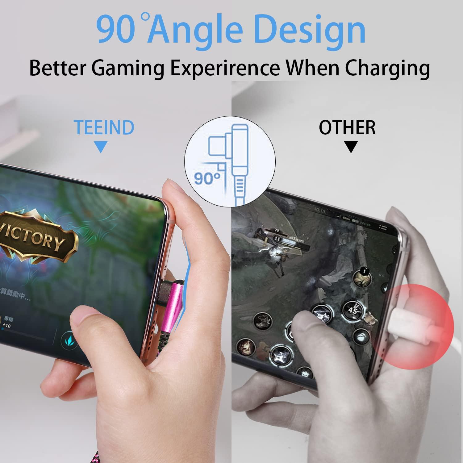 Cable USB C 90 Grados Teeind 1.83m Carga Rápida Nylon