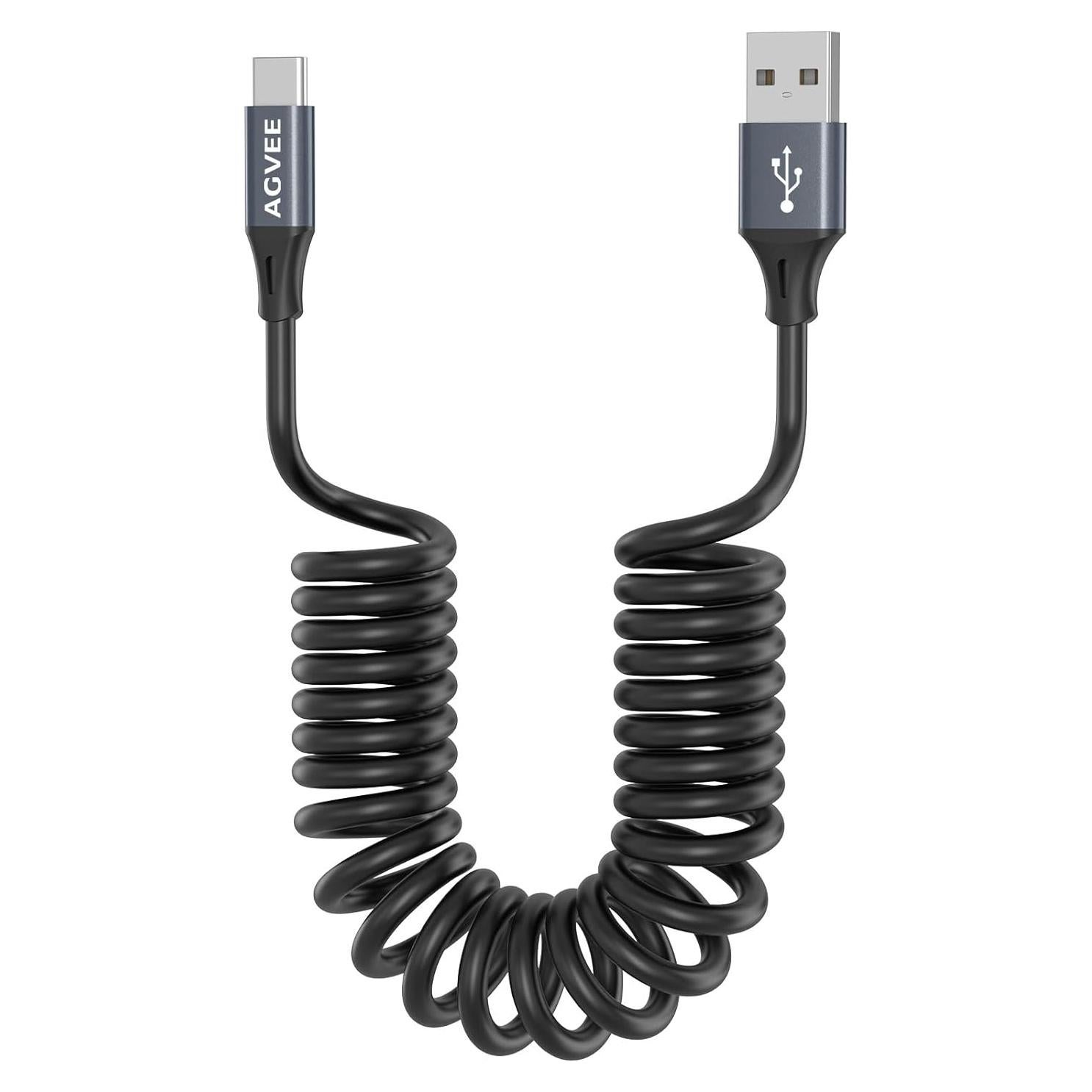 Cable de Carga Rápida USB-A a USB-C AGVEE 0.91m Gris