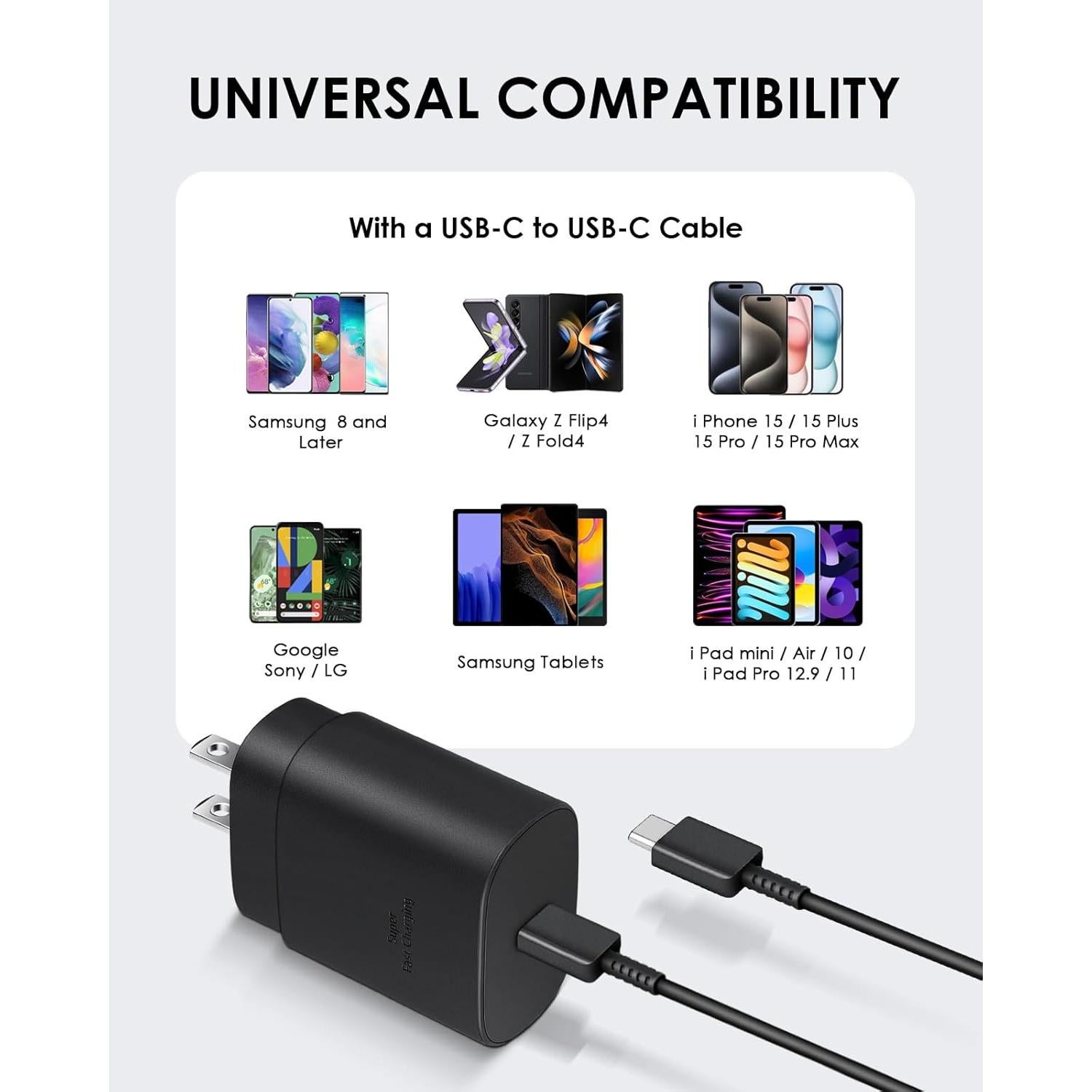 Paquete de 2 Cargadores Rápidos USB-C 25W con Cable 2m