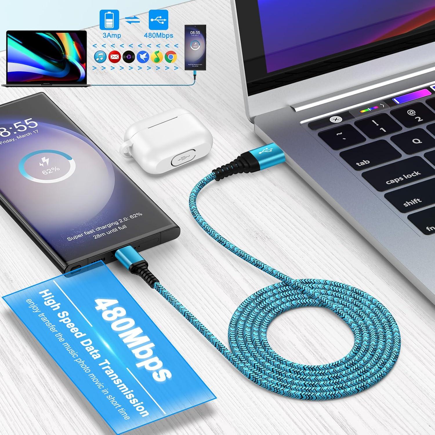 Cable de Carga Rápida USB C 3 Pack 1.83m ABCPOW para iPhone 15/16
