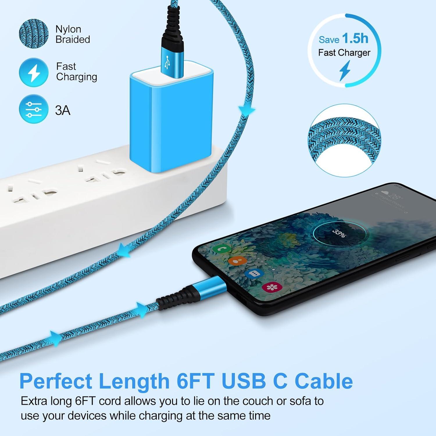 Cable de Carga Rápida USB C 3 Pack 1.83m ABCPOW para iPhone 15/16