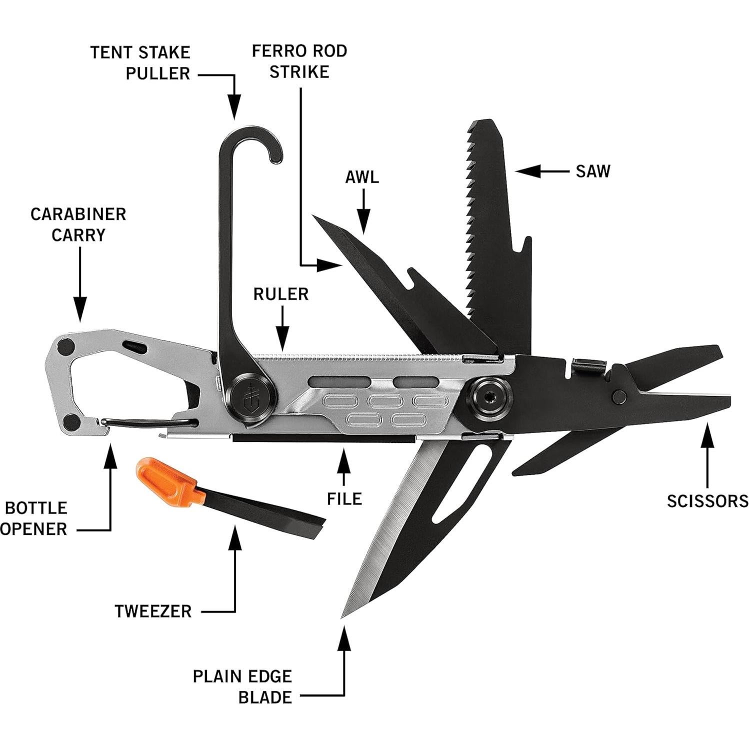 Multi-herramienta Gerber Gear Stake Out 11-en-1 Plata
