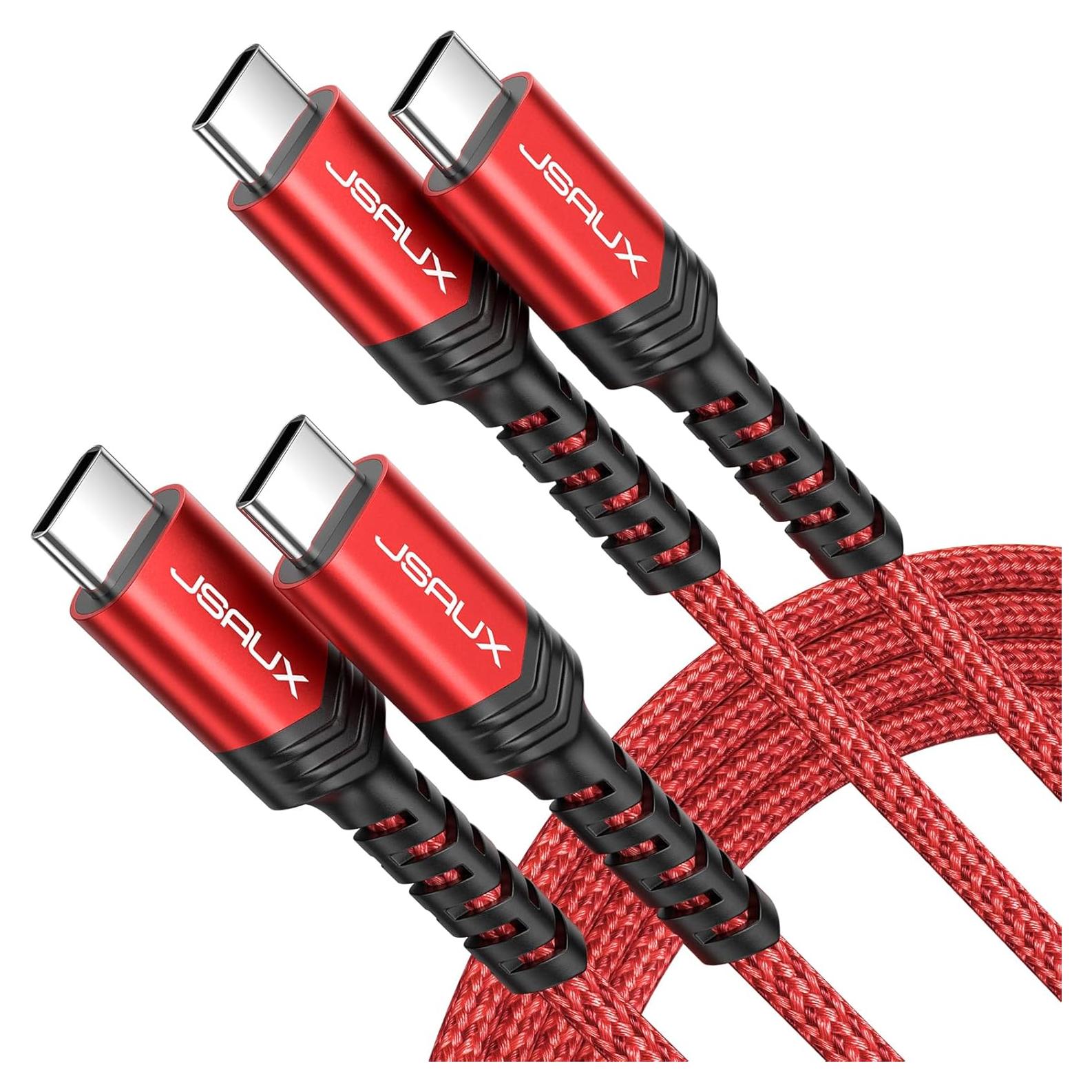 Cable USB C a USB C JSAUX 100W 2m Rojo - Carga Rápida