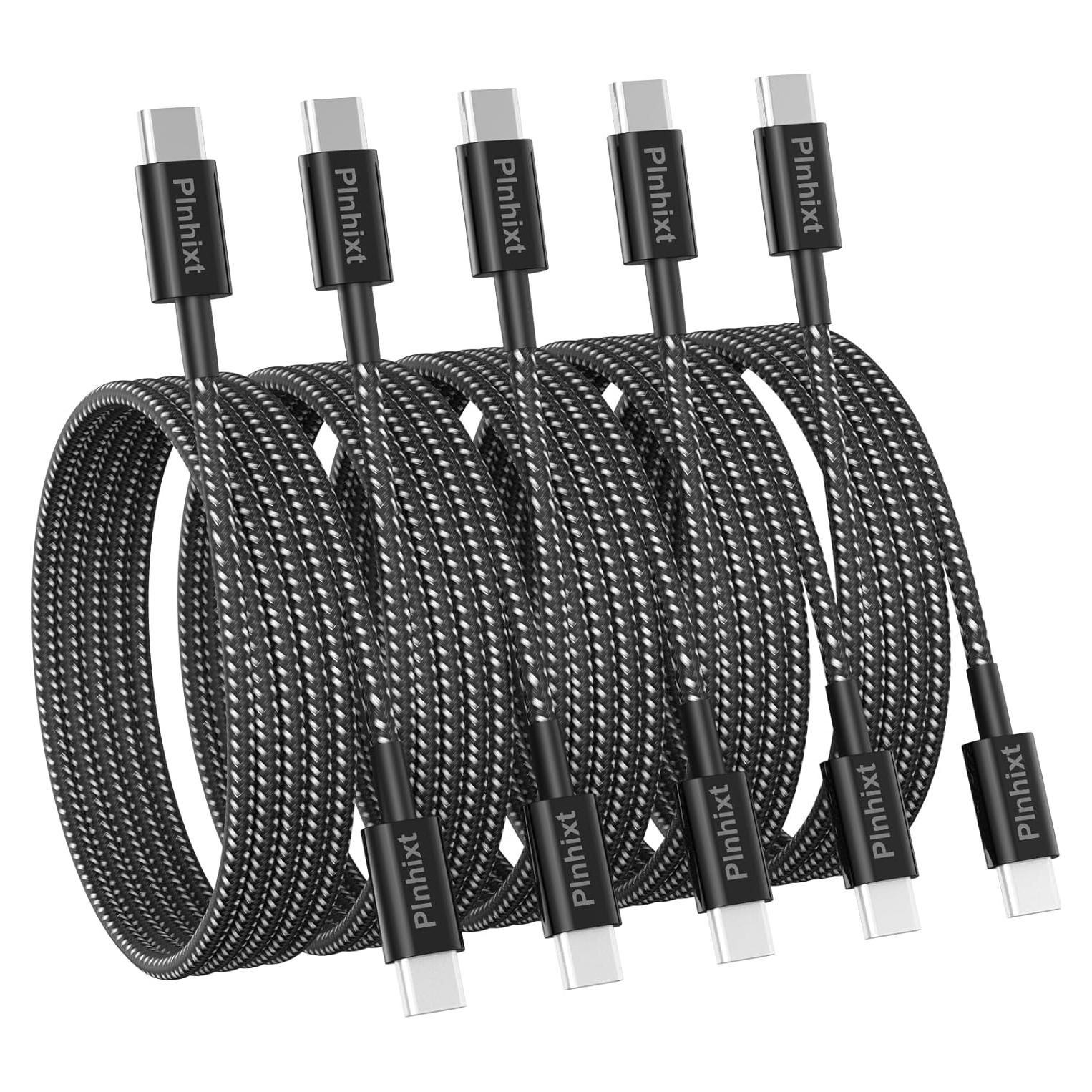 Cable USB C a USB C Plnhixt 1.83m 60W Carga Rápida 5Pack