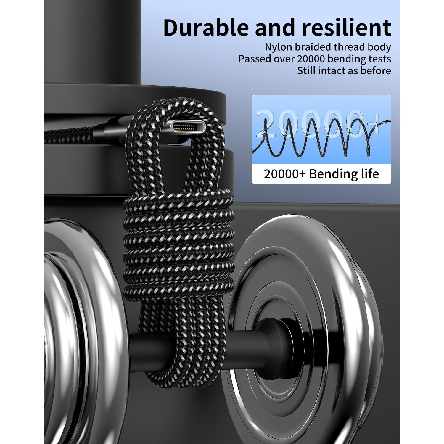 Cable USB C a USB C Plnhixt 1.83m 60W Carga Rápida 5Pack