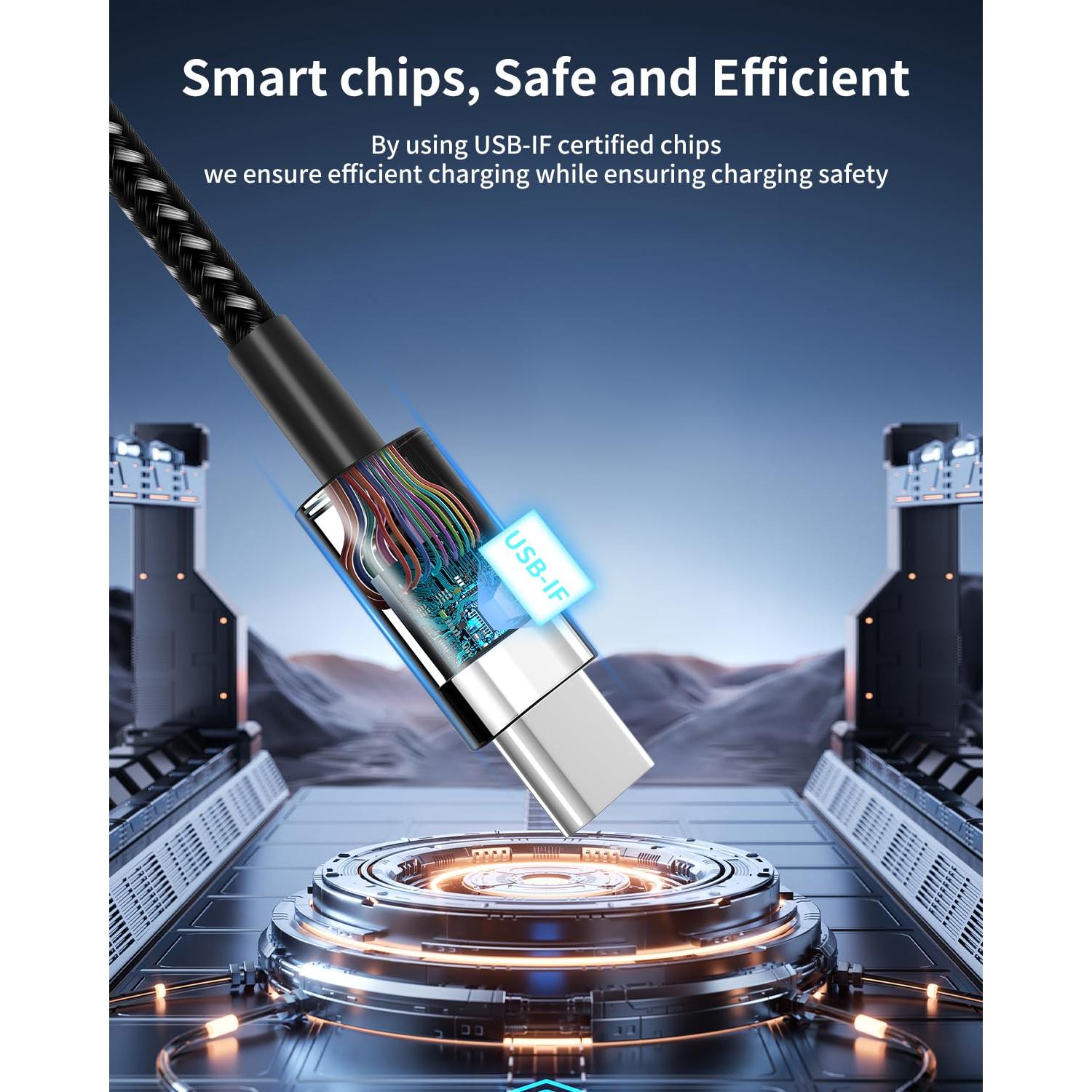 Cable USB C a USB C Plnhixt 1.83m 60W Carga Rápida 5Pack