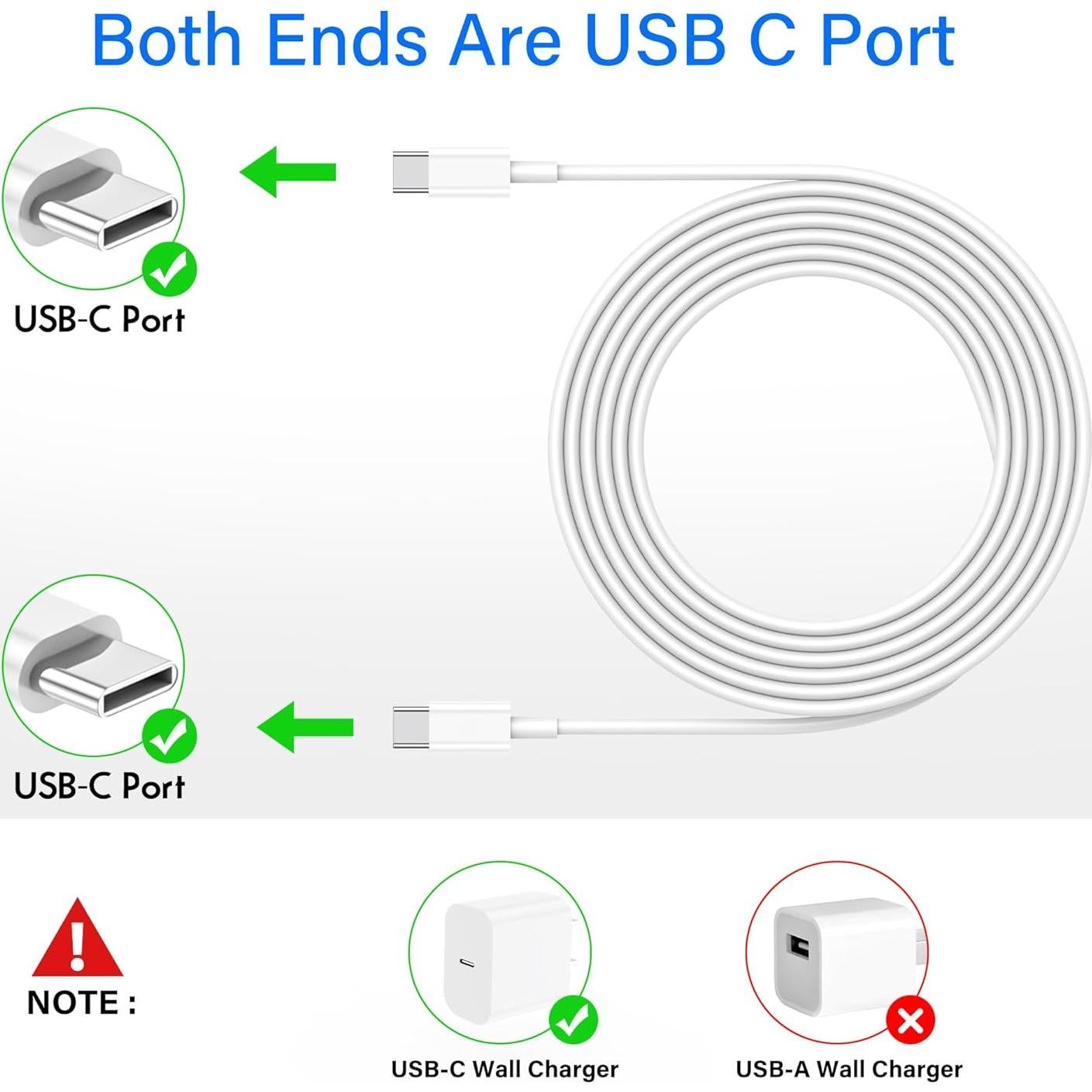 Paquete de 3 Cables USB C a USB C 1.83 m 60W PGQBS Blanco