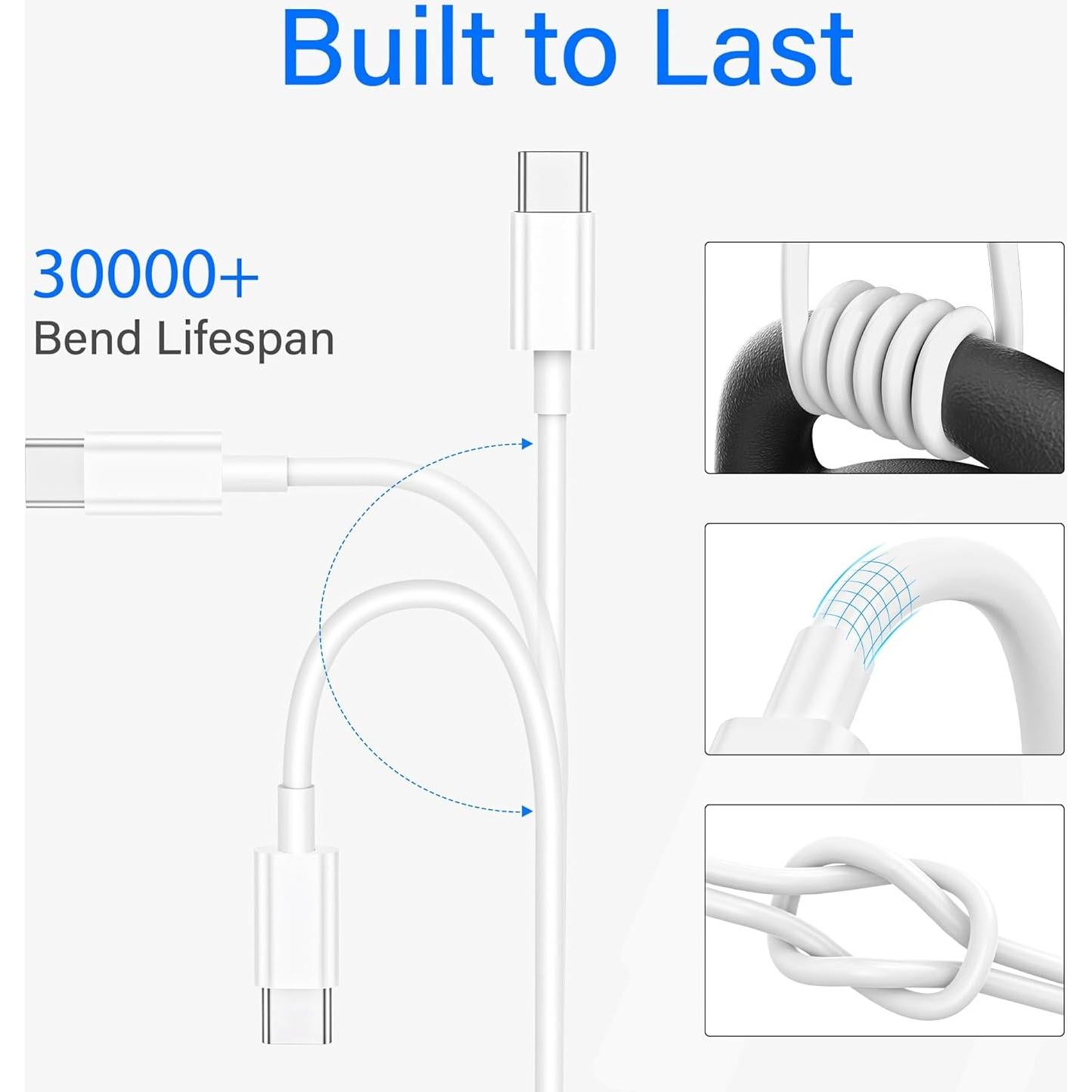 Paquete de 3 Cables USB C a USB C 1.83 m 60W PGQBS Blanco