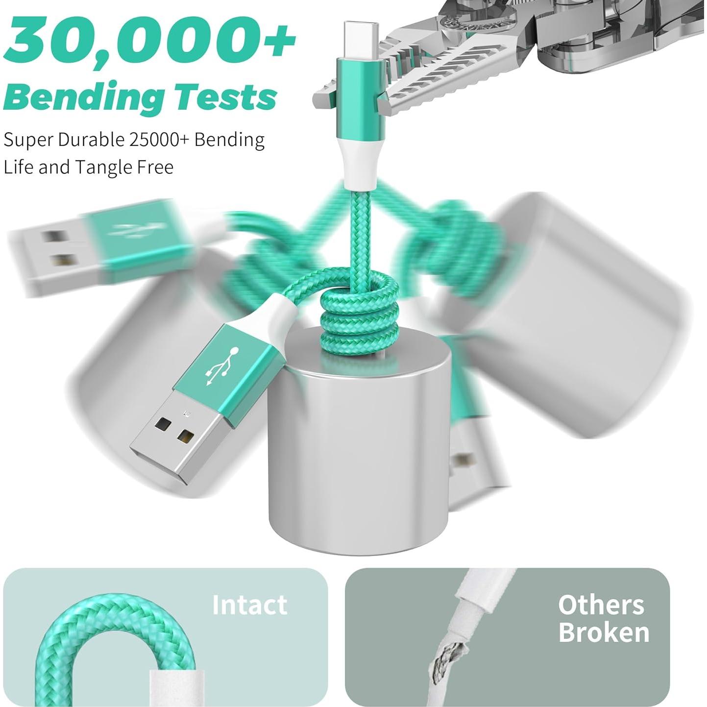 Cable USB a USB C HKYUSHINE 5 Paquetes 0.91-3.05m Carga Rápida