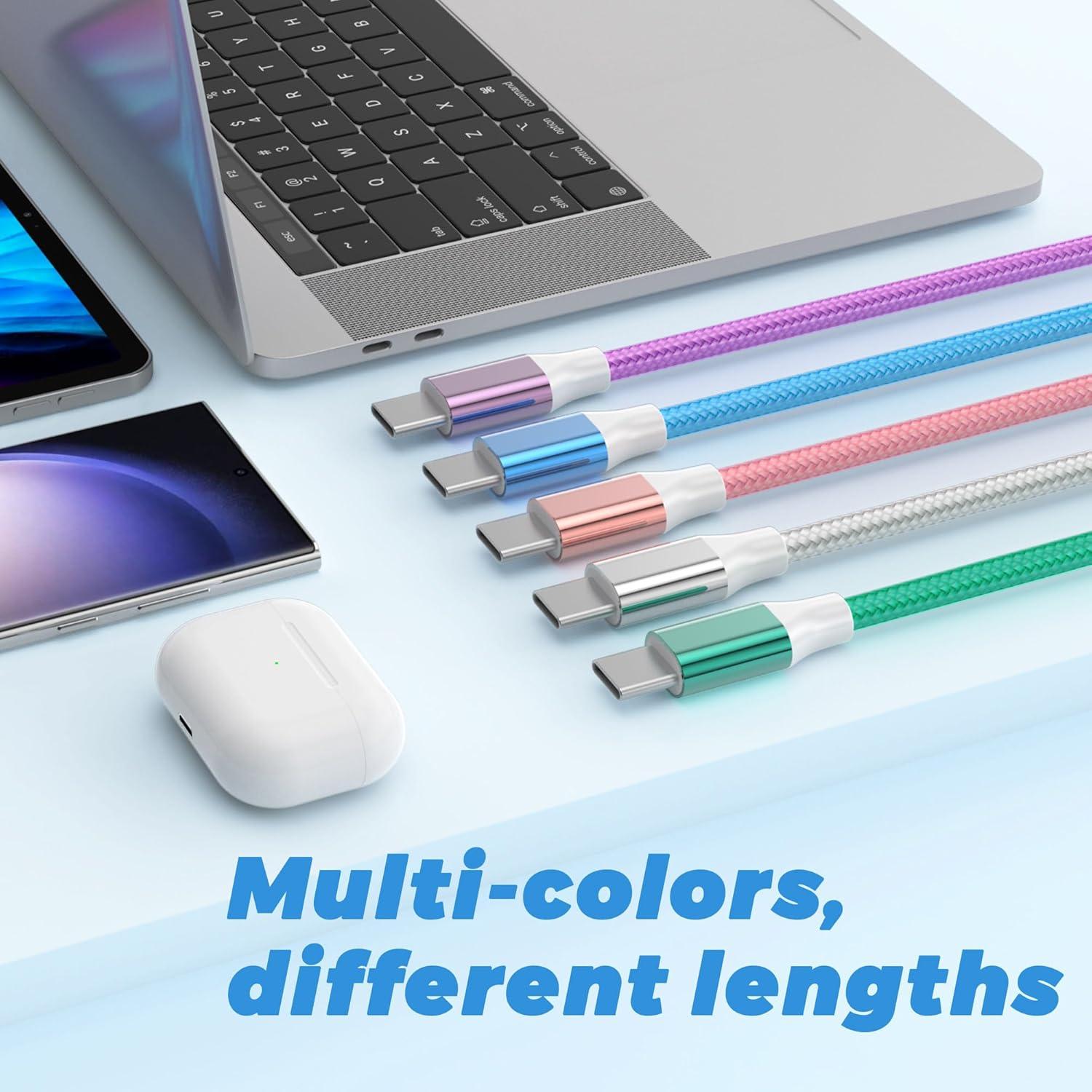 Cable USB a USB C HKYUSHINE 5 Paquetes 0.91-3.05m Carga Rápida