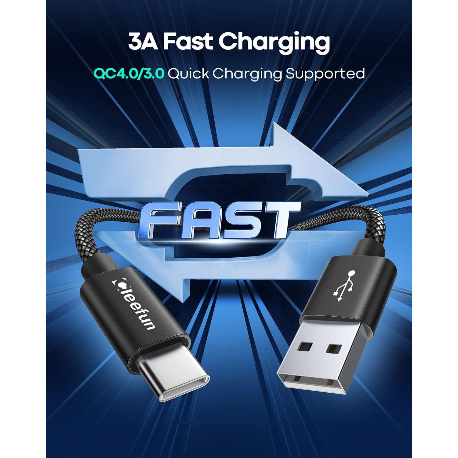 Cable USB A a C CLEEFUN 0.91m - Paquete de 5, Carga Rápida