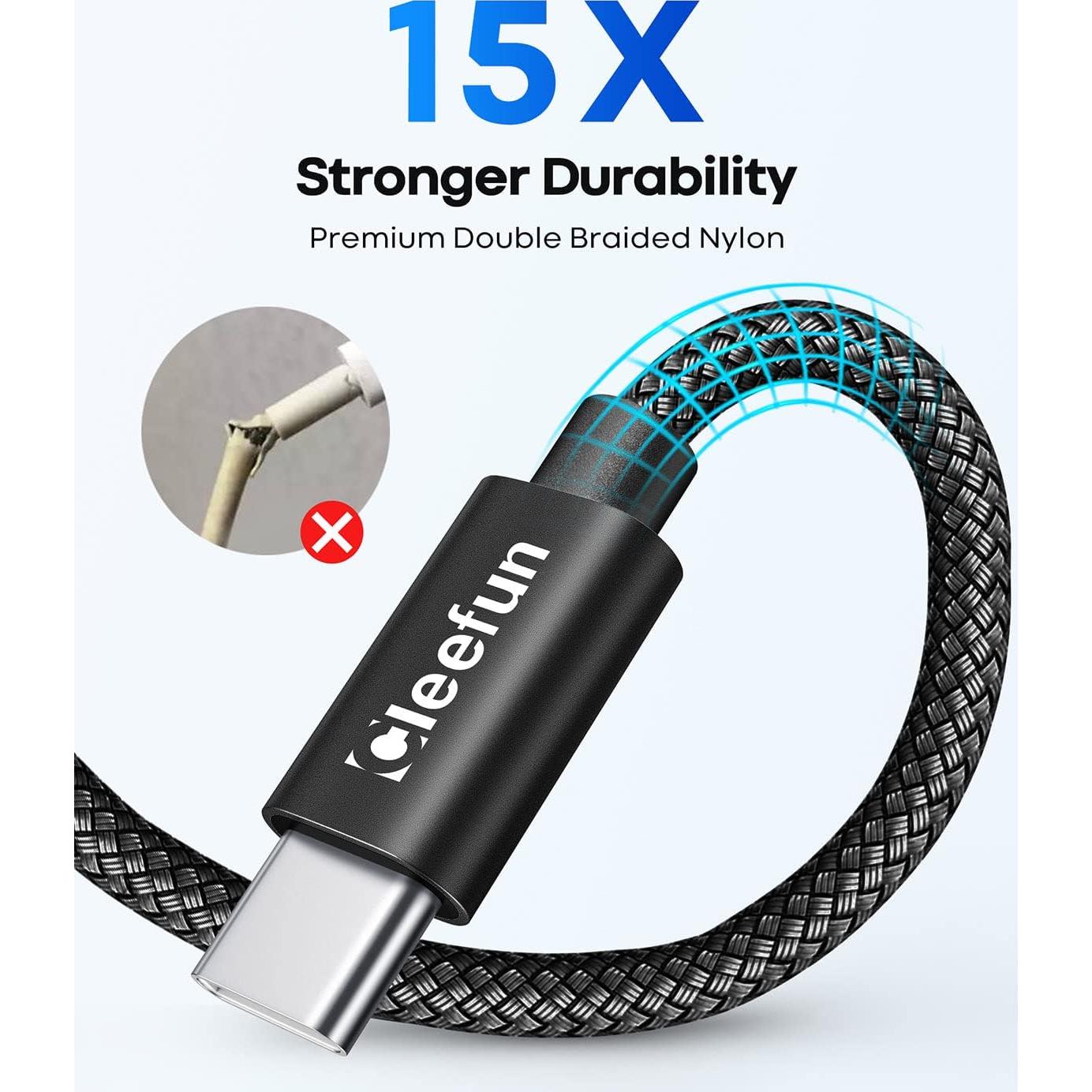 Cable USB A a C CLEEFUN 0.91m - Paquete de 5, Carga Rápida