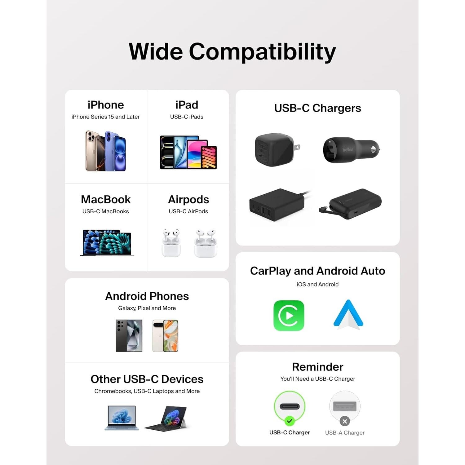 Cable USB-C a USB-C Belkin 1M 60W Carga Rápida Rosa