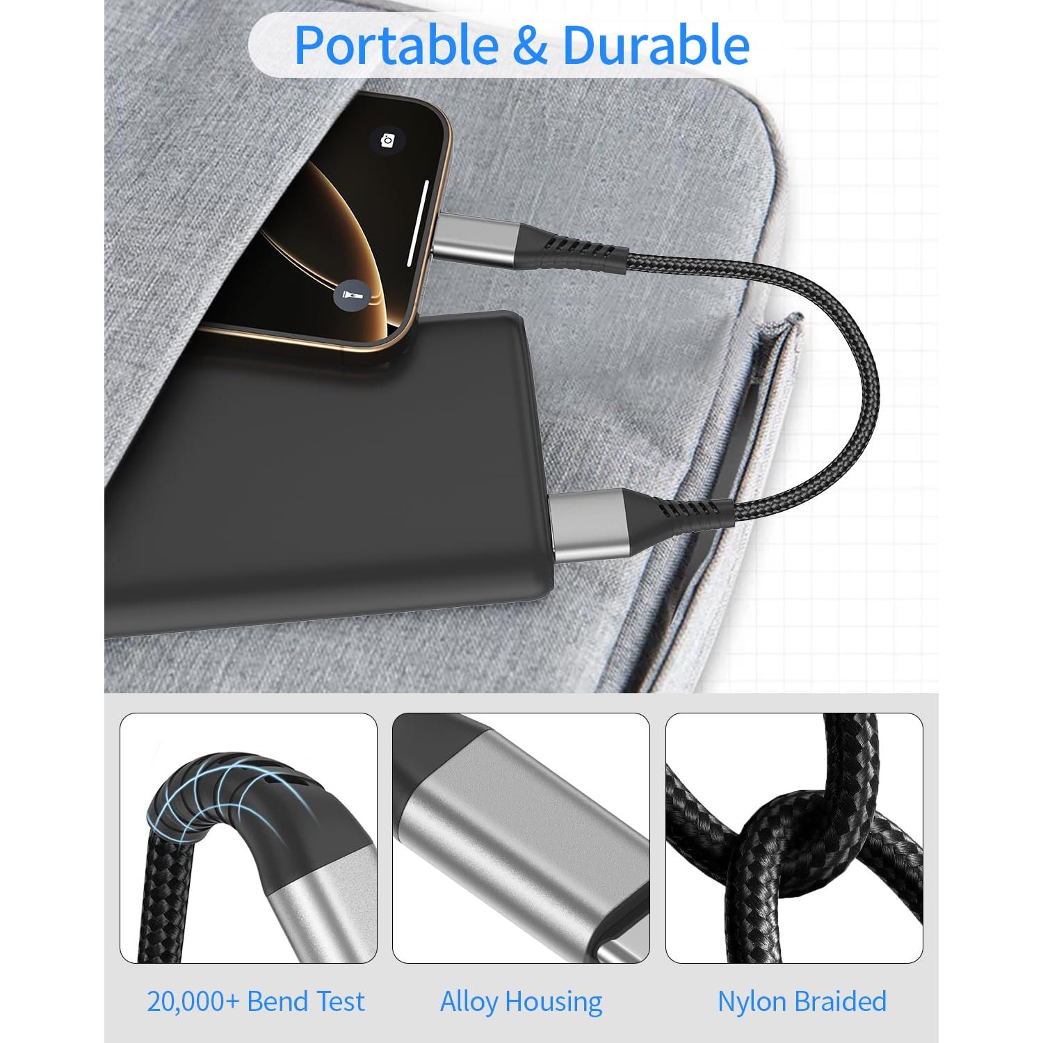 Cable USB C Corto 15 cm Umefly Carga Rápida 3A 2 Paquete