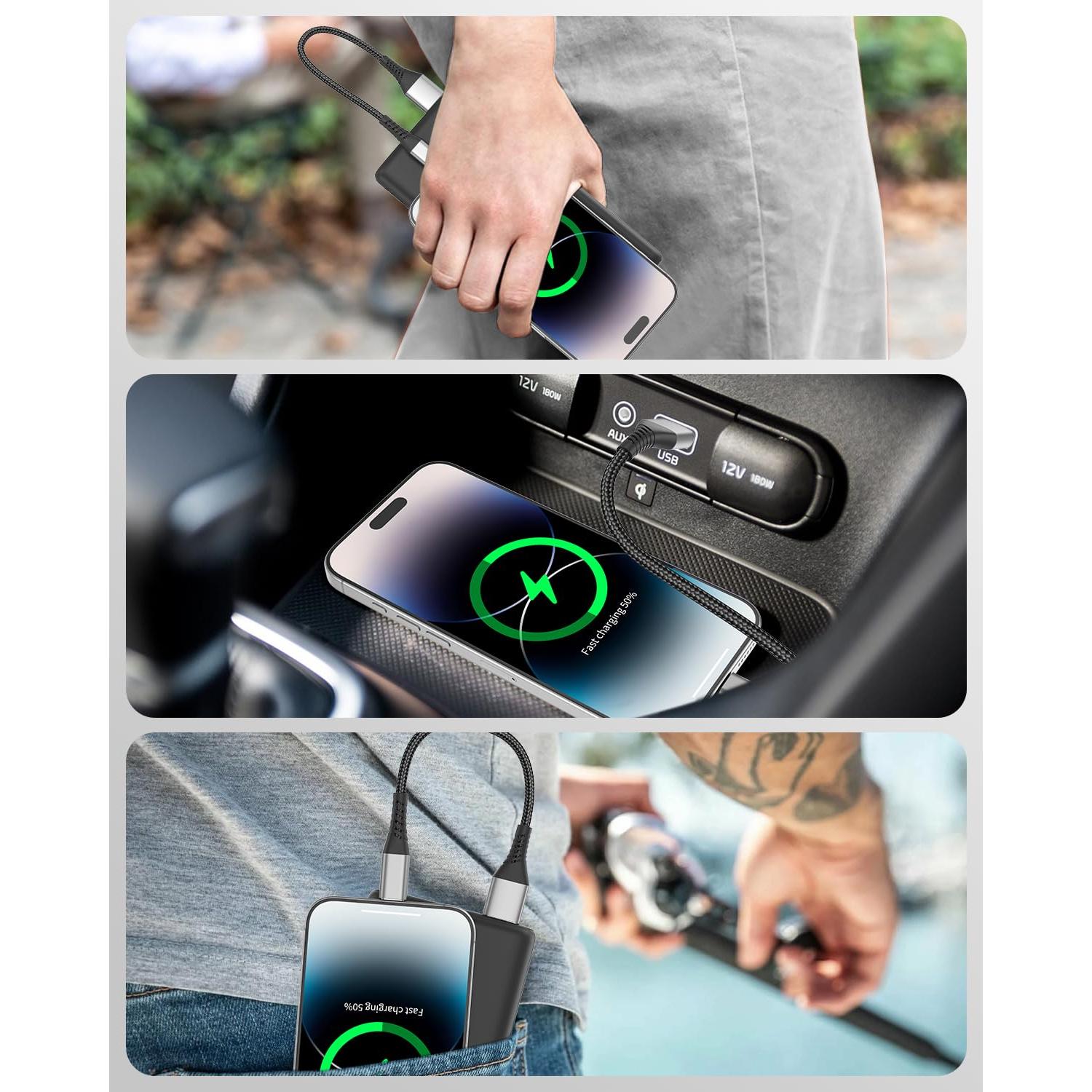 Cable USB C Corto 15 cm Umefly Carga Rápida 3A 2 Paquete