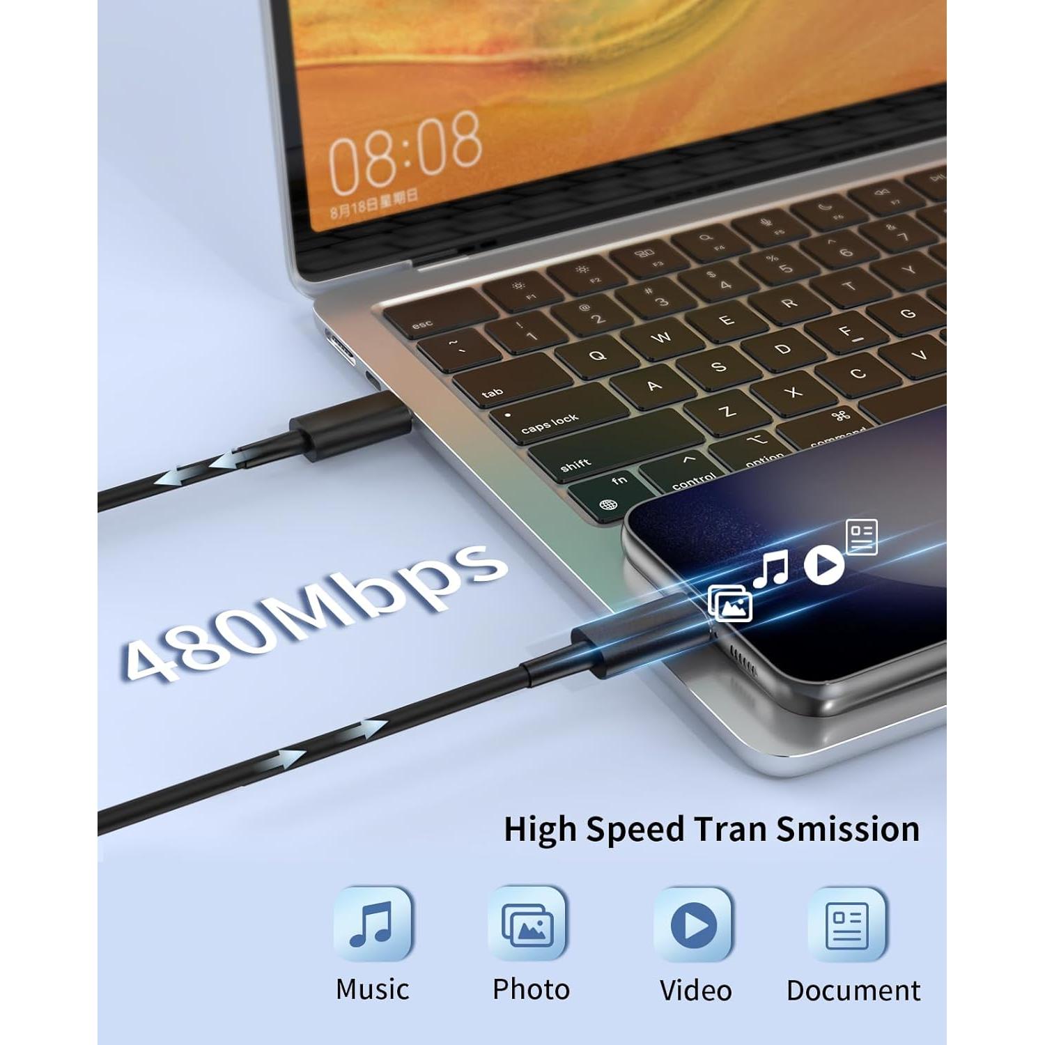 Cargador Rápido USB C Qntry 25W 2Pack con Cable 6 pies