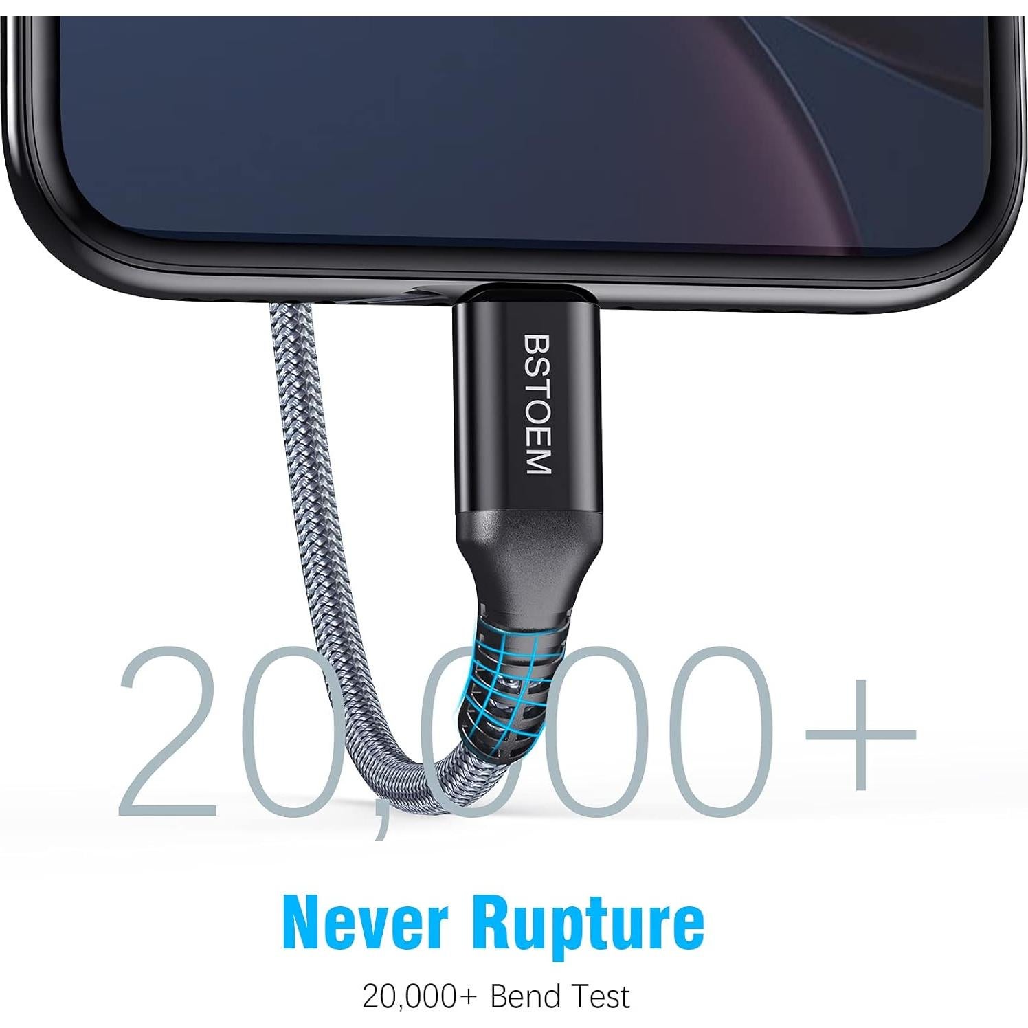 Cable USB A a C 3m BSTOEM Carga Rápida 3A para iPhone y Samsung