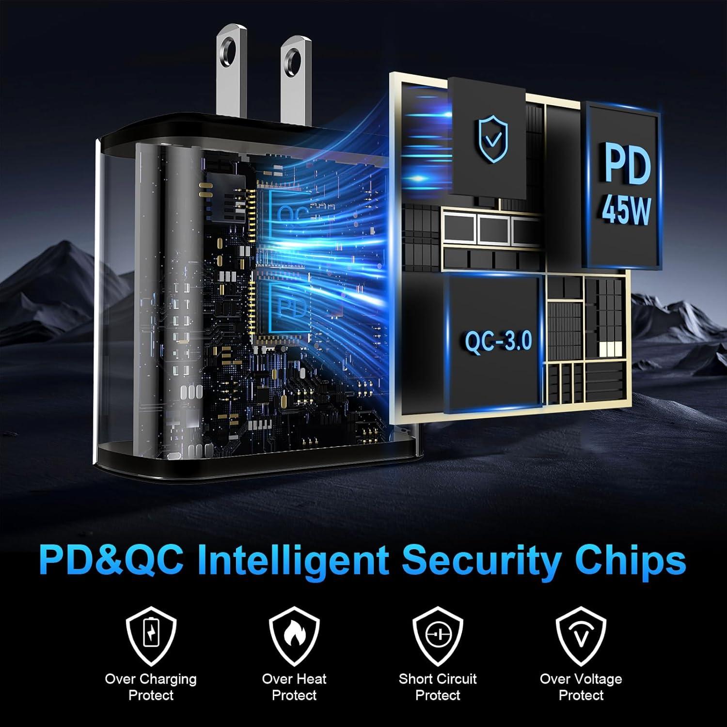 Cargador Rápido USB C Vilive 45W con Cable 10FT para Samsung