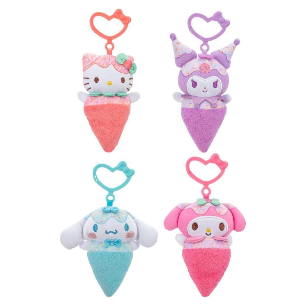 Paquete de 4 Peluches Clip-On Hello Kitty y Amigos 10.16 cm