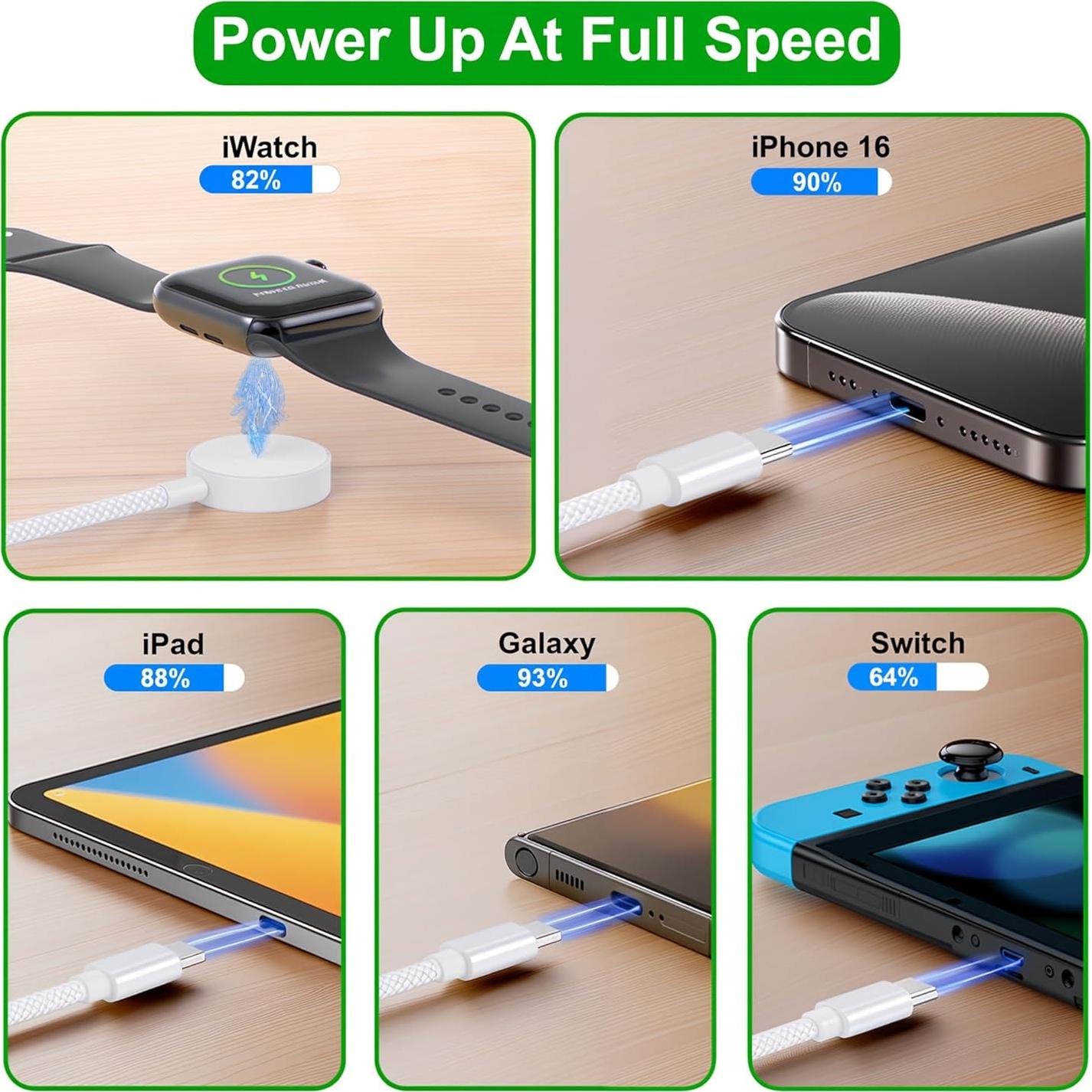 Cable USB C 3 en 1 para Apple Watch y iPhone 1.2M