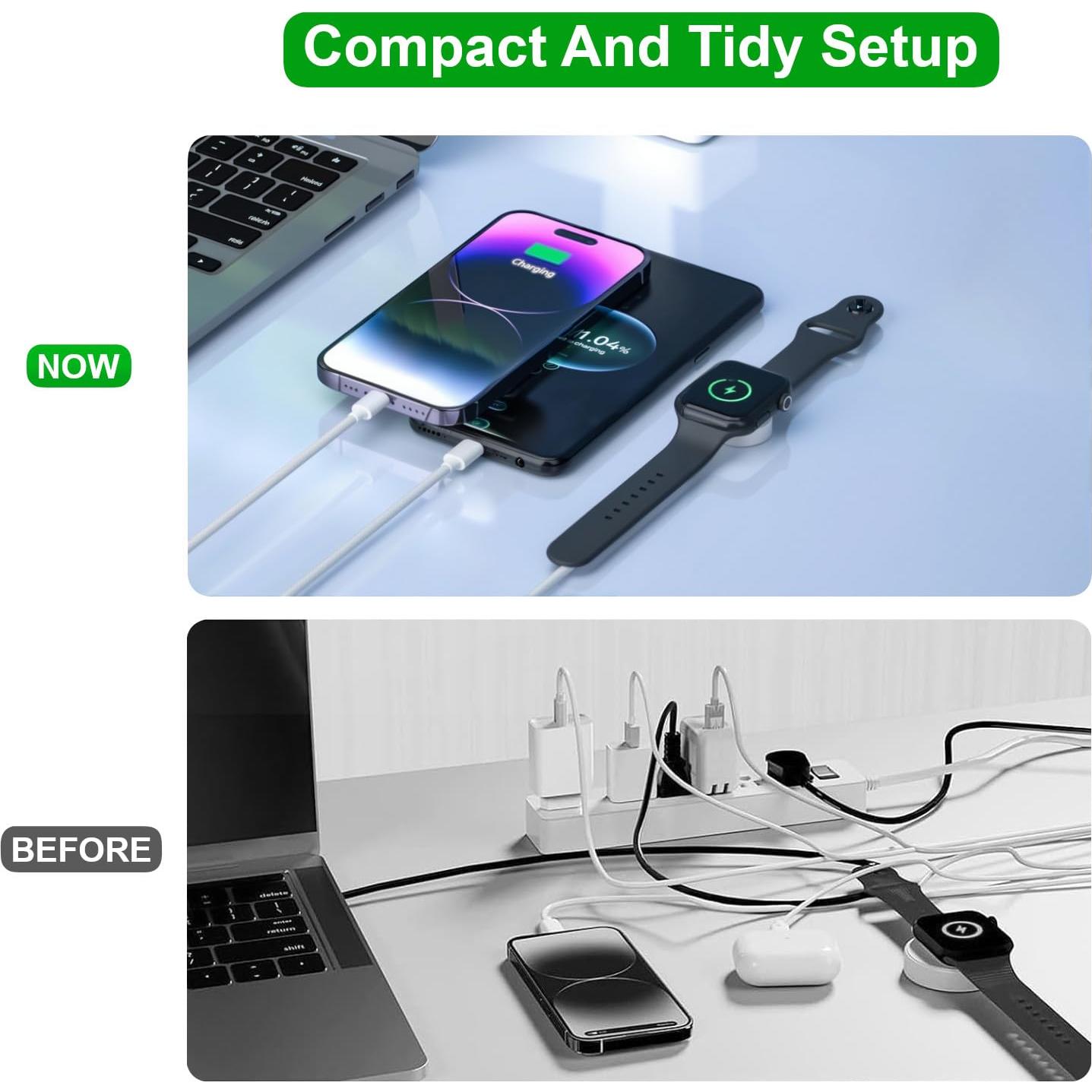 Cable USB C 3 en 1 para Apple Watch y iPhone 1.2M