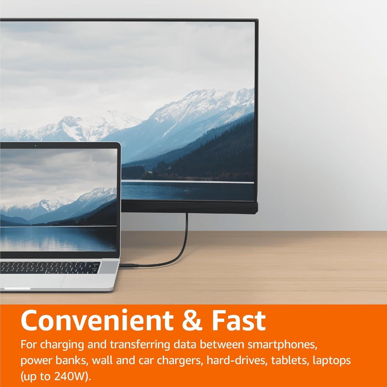 Cable USB-C a USB-C 4 Amazon Basics 1m 240W 40Gbps 8K