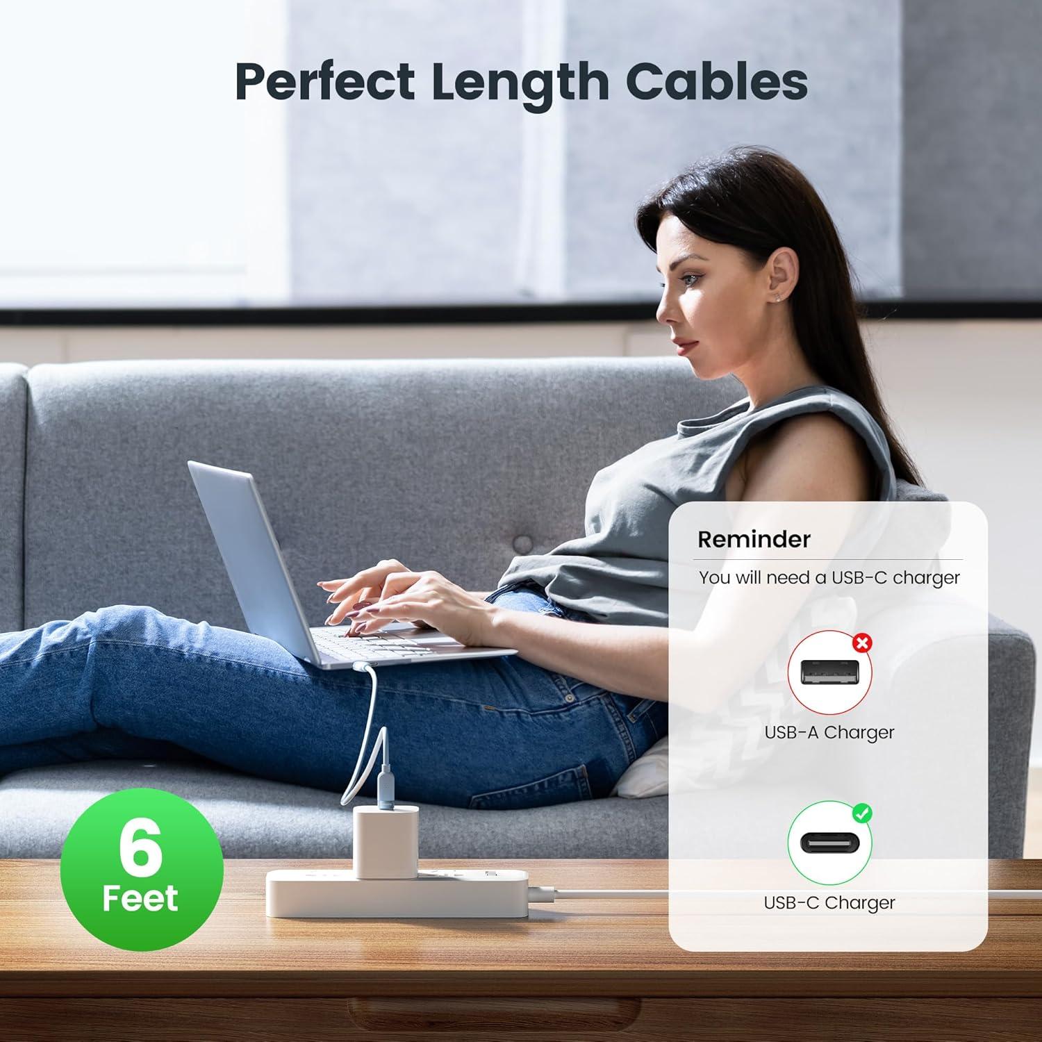 Cable USB C a USB C 3 Pack 2m 60W Carga Rápida Toocki